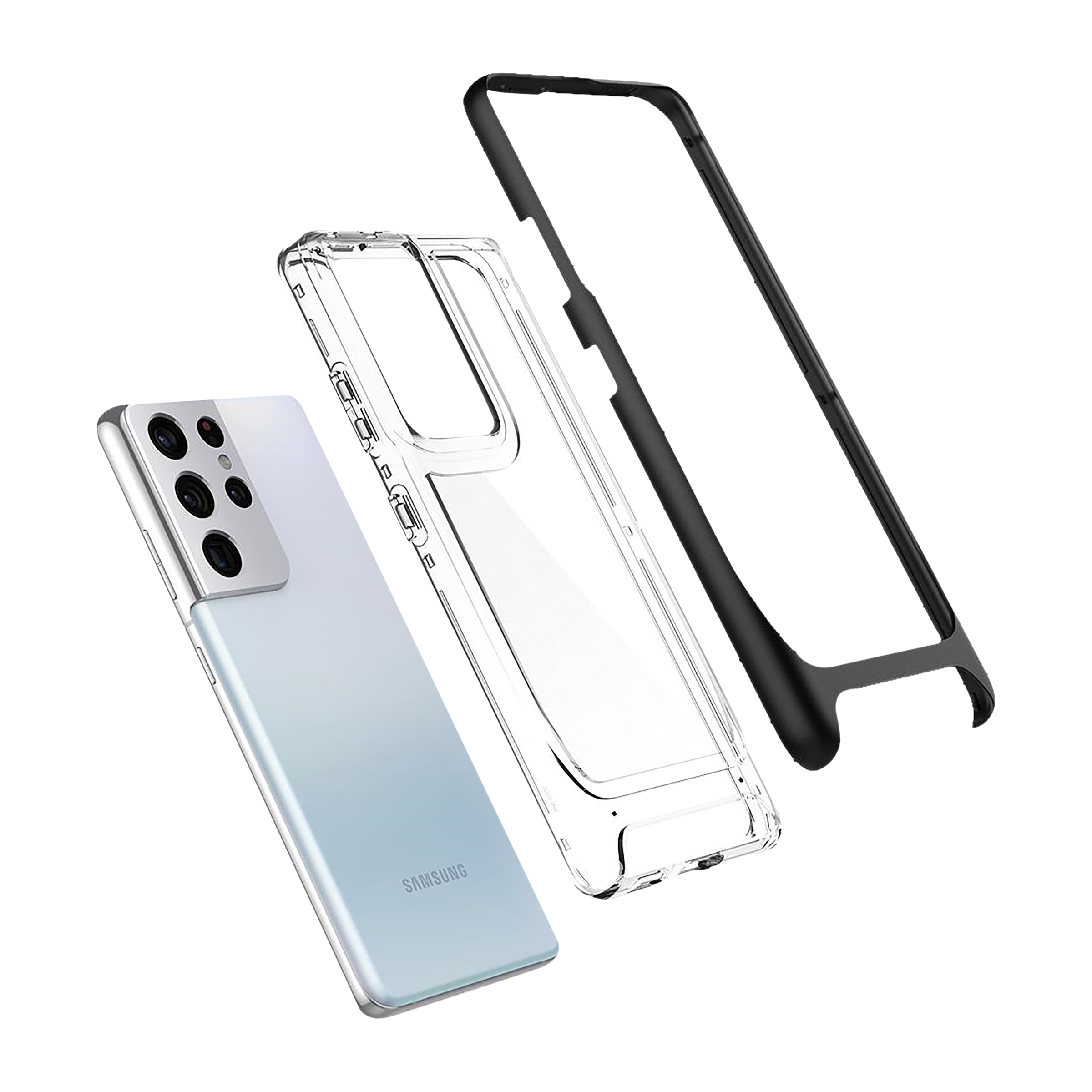 spigen Neo Hybrid Crystal TPU & Polycarbonate Back Cover for SAMSUNG Galaxy S21 Ultra (Wireless Charging Compatible, Black)_11