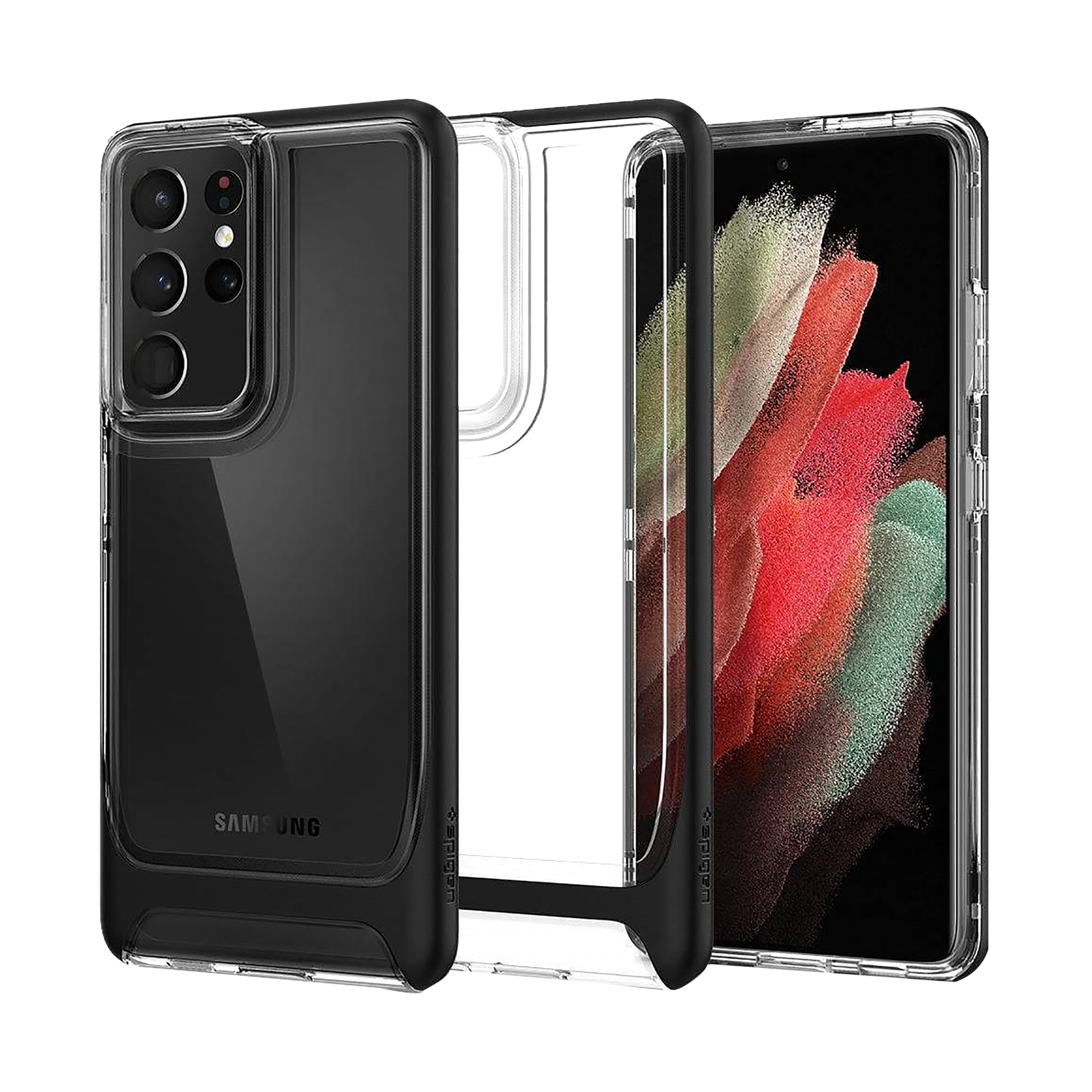 spigen Neo Hybrid Crystal TPU & Polycarbonate Back Cover for SAMSUNG Galaxy S21 Ultra (Wireless Charging Compatible, Black)_14