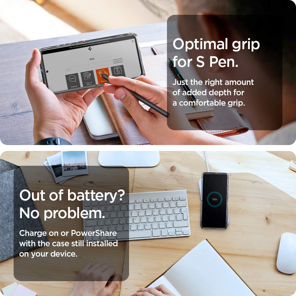 spigen Neo Hybrid Crystal TPU & Polycarbonate Back Cover for SAMSUNG Galaxy S21 Ultra (Wireless Charging Compatible, Black)_5