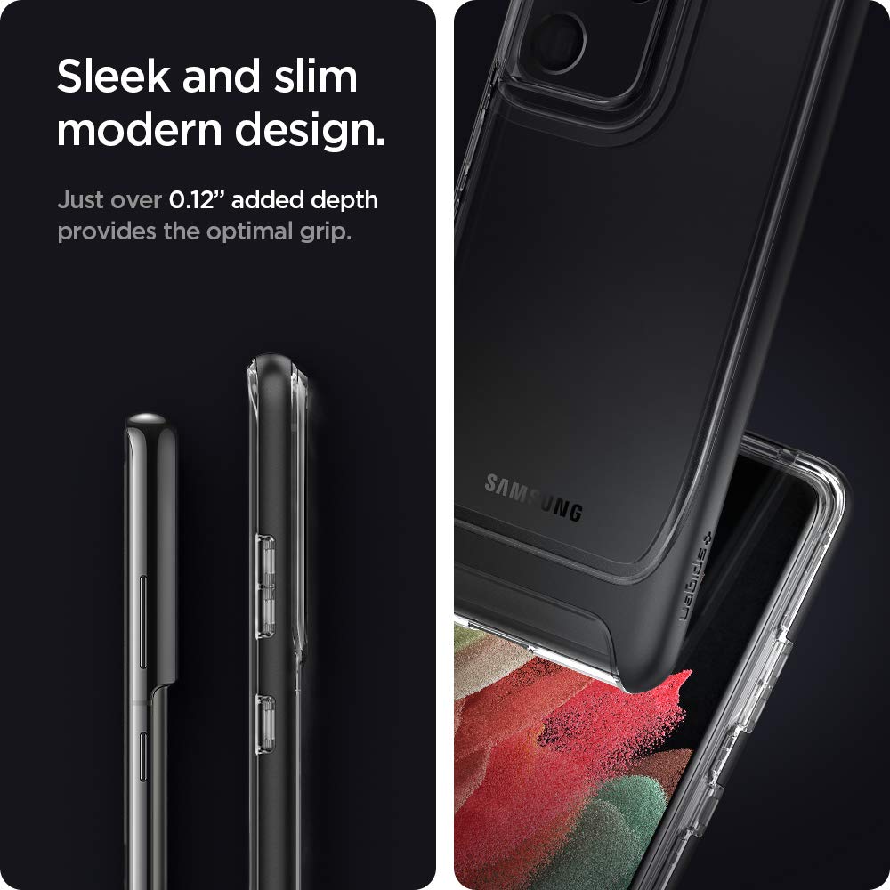 spigen Neo Hybrid Crystal TPU & Polycarbonate Back Cover for SAMSUNG Galaxy S21 Ultra (Wireless Charging Compatible, Black)_6