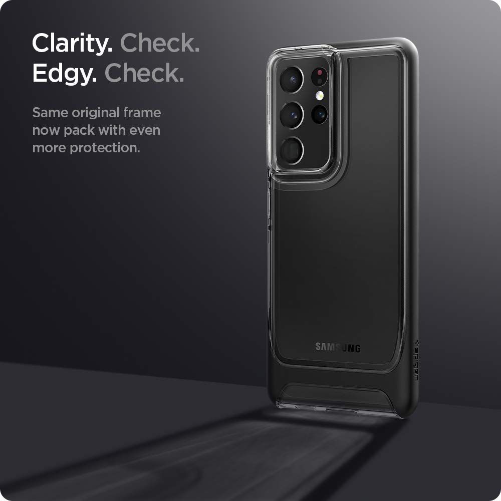 spigen Neo Hybrid Crystal TPU & Polycarbonate Back Cover for SAMSUNG Galaxy S21 Ultra (Wireless Charging Compatible, Black)_7