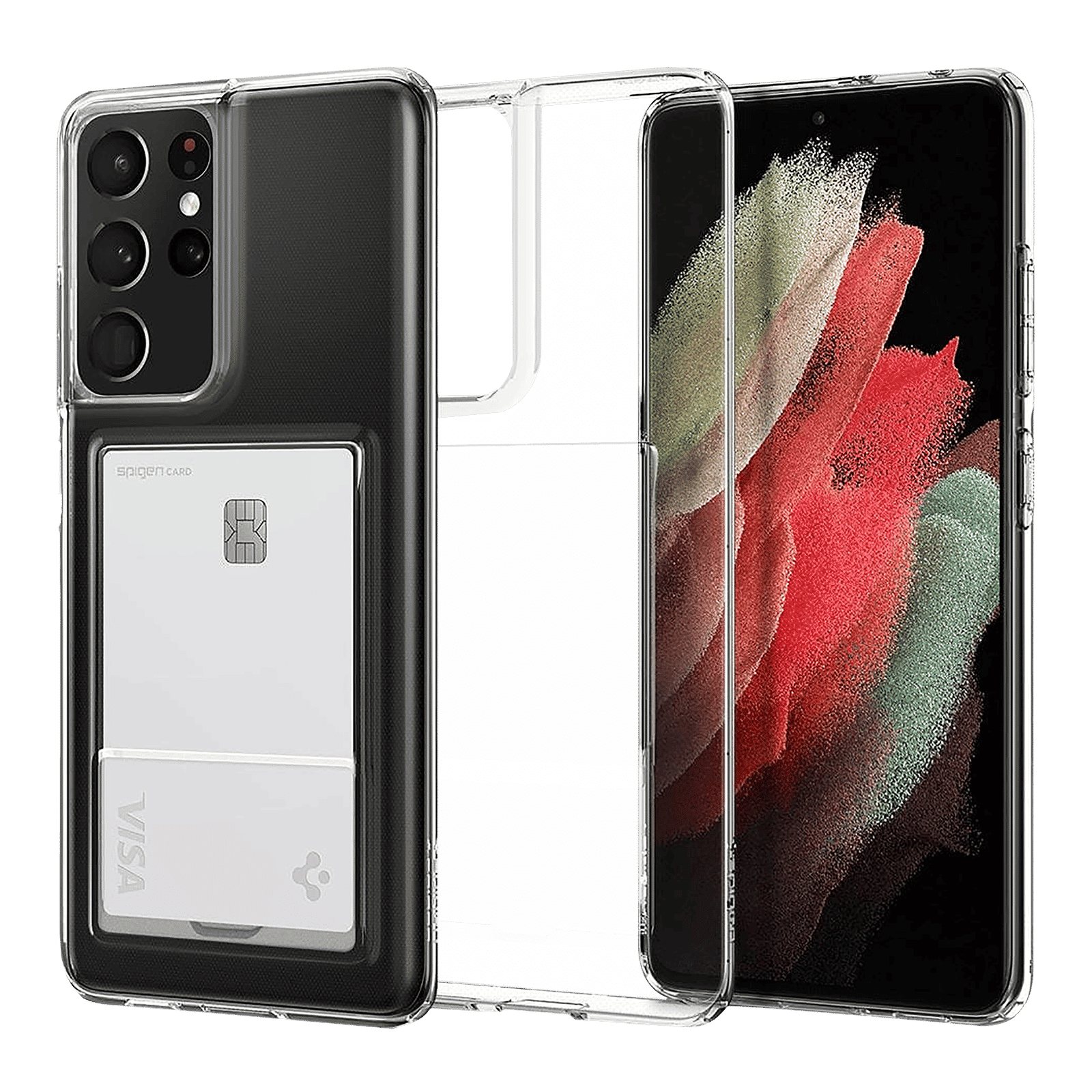 spigen Crystal Slot TPU Back Cover for SAMSUNG Galaxy S21 Ultra (Air Cushion Technology, Crystal Clear)_1