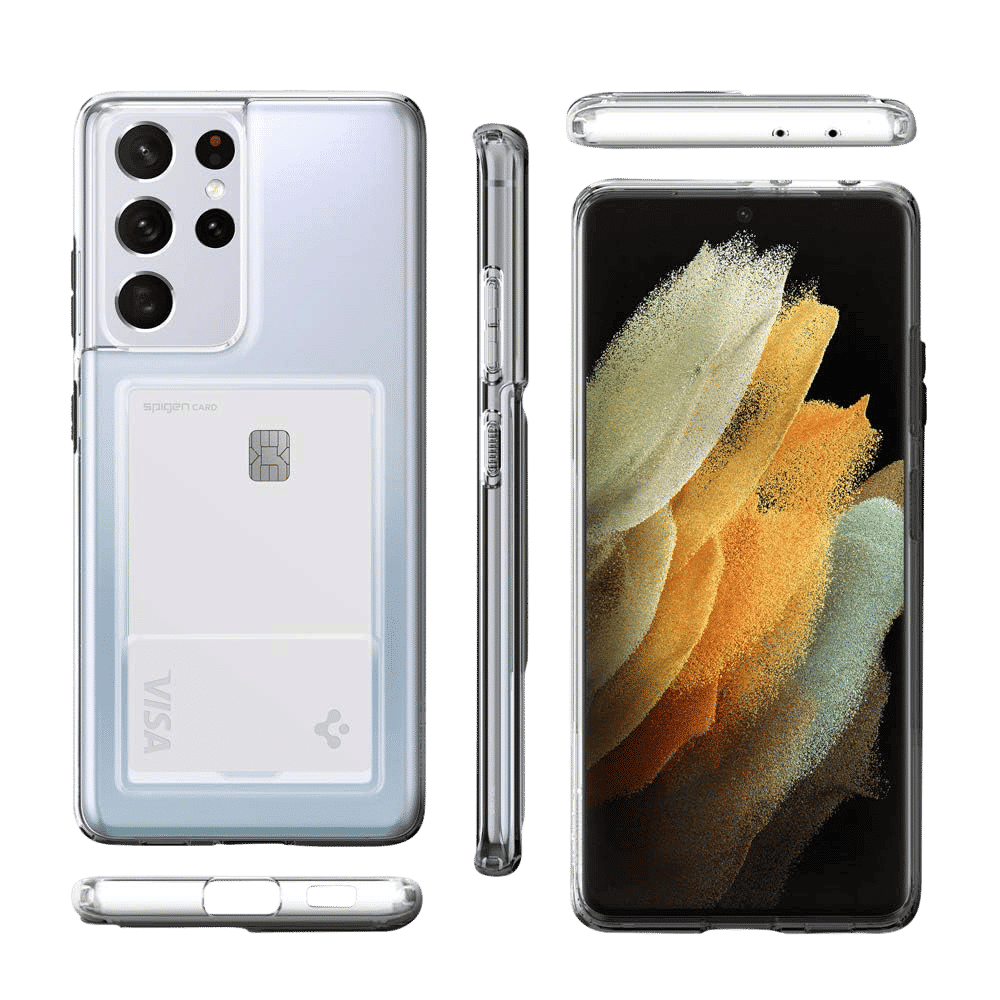 spigen Crystal Slot TPU Back Cover for SAMSUNG Galaxy S21 Ultra (Air Cushion Technology, Crystal Clear)_8