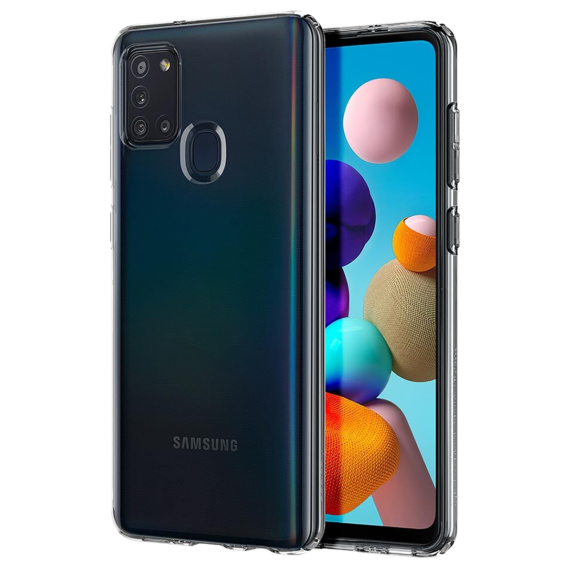 spigen Liquid Crystal TPU Back Case For Galaxy A21s (Glitter-Infused, ACS00975, Clear)_1