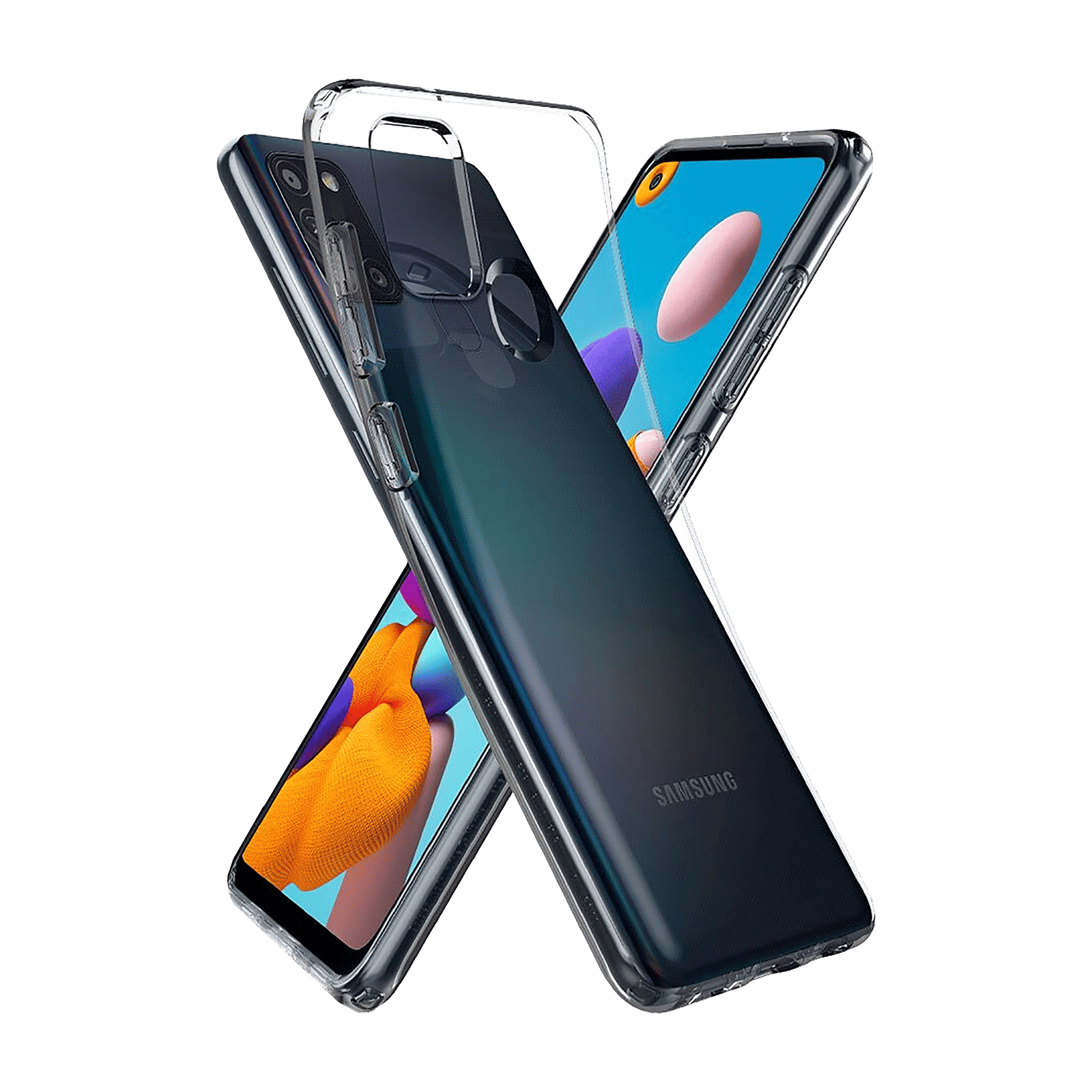 spigen Liquid Crystal TPU Back Case For Galaxy A21s (Glitter-Infused, ACS00975, Clear)_9