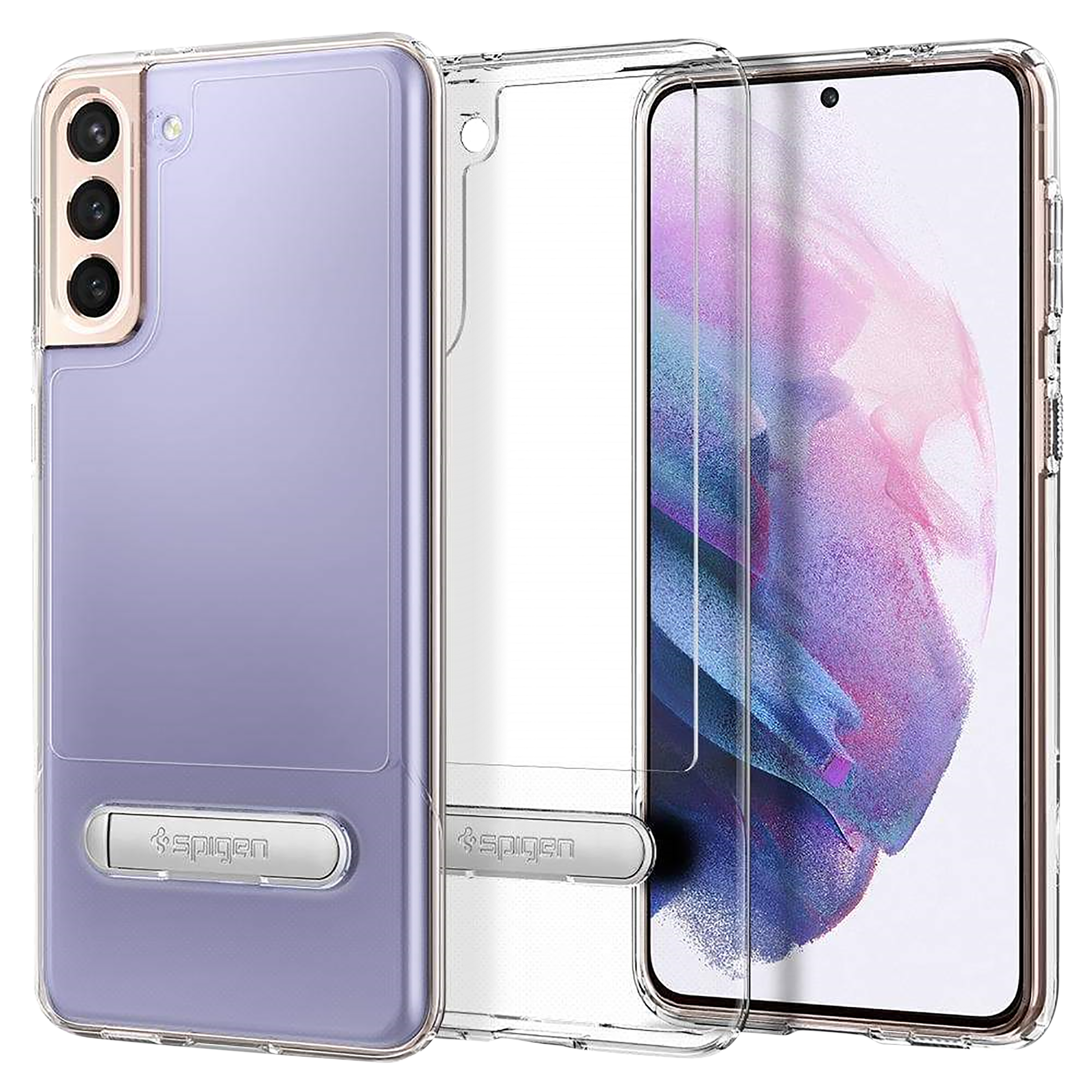 spigen Slim Armor TPU & Polycarbonate Back Case with Stand for SAMSUNG Galaxy S21 Plus (Wireless Charging Compatible, Crystal Clear)_1