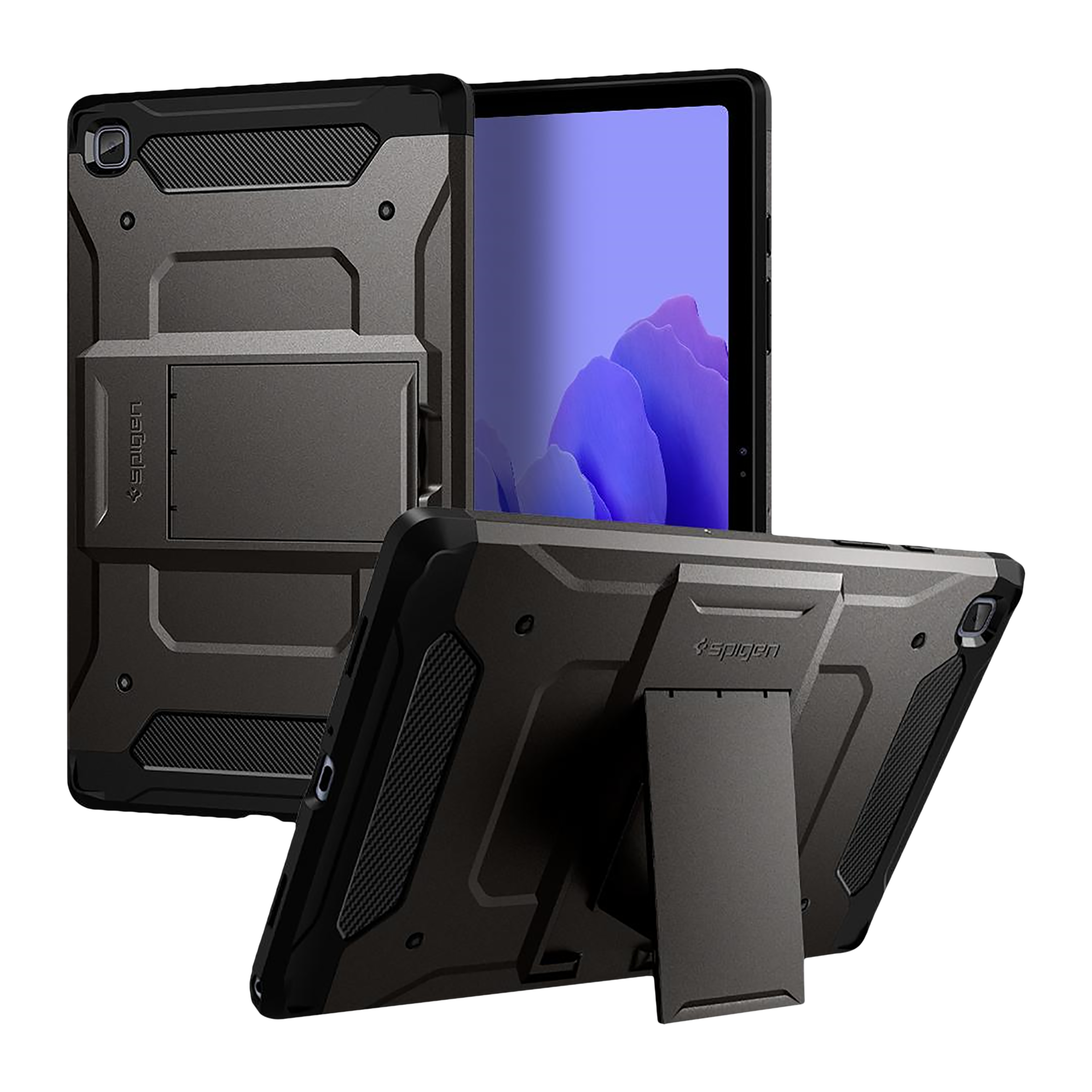 spigen Tough Armor Pro Polycarbonate Back Cover for SAMSUNG Galaxy Tab A7 (Shock Absorbent, Gunmetal)_20