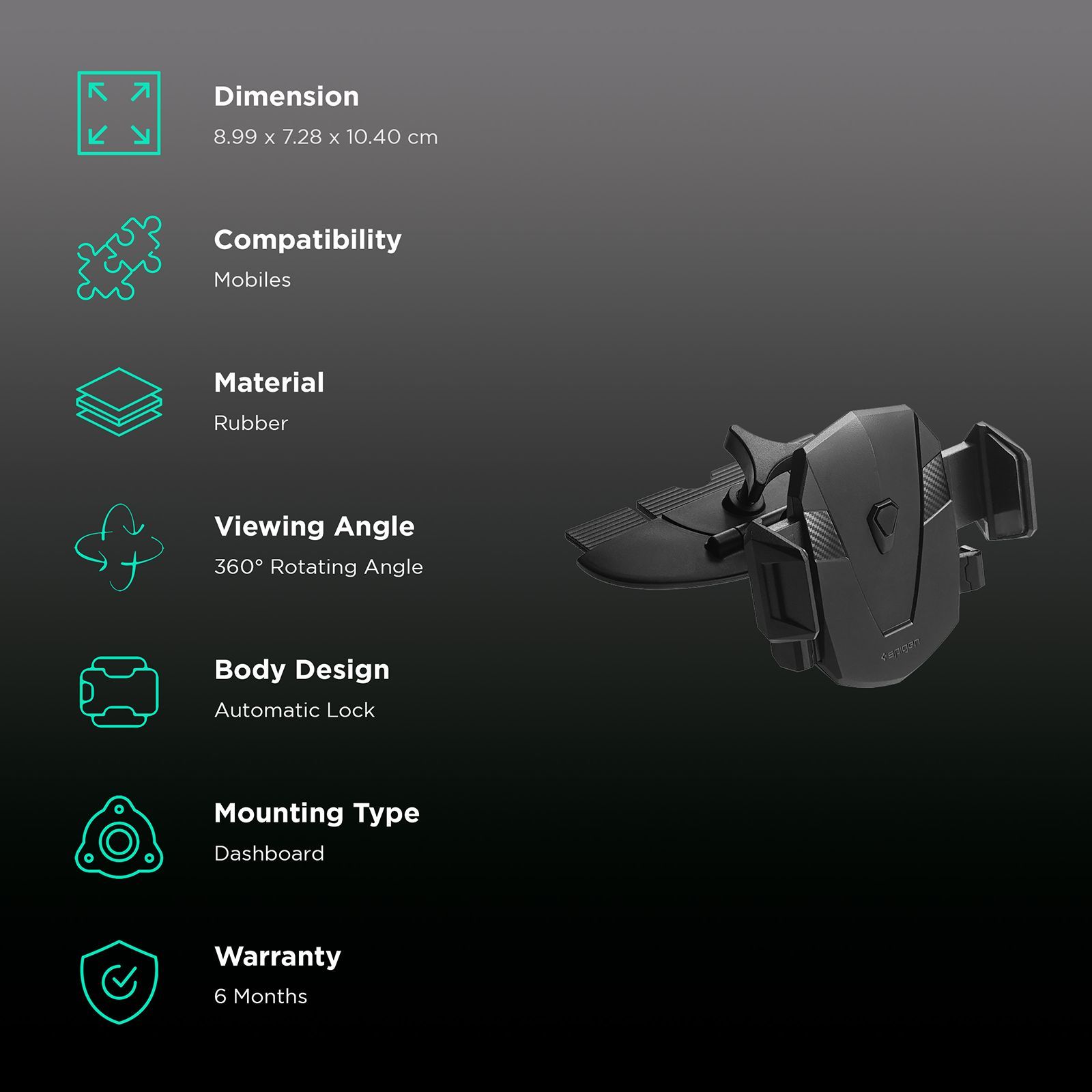 spigen Dashboard Mobile Holder (Rotation Ball, 000CG21160, Black) spigen Dashboard Mobile Holder (Rotation Ball, 000CG21160, Black)_3