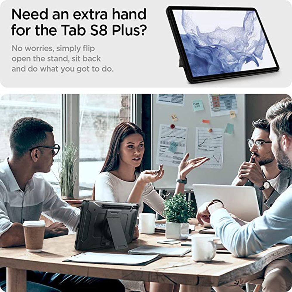 spigen Tough Armor Pro Polycarbonate Back Cover for SAMSUNG Galaxy Tab S8 Plus, Tab S7 Plus (Built-In Pen Storage, Gunmetal)_14