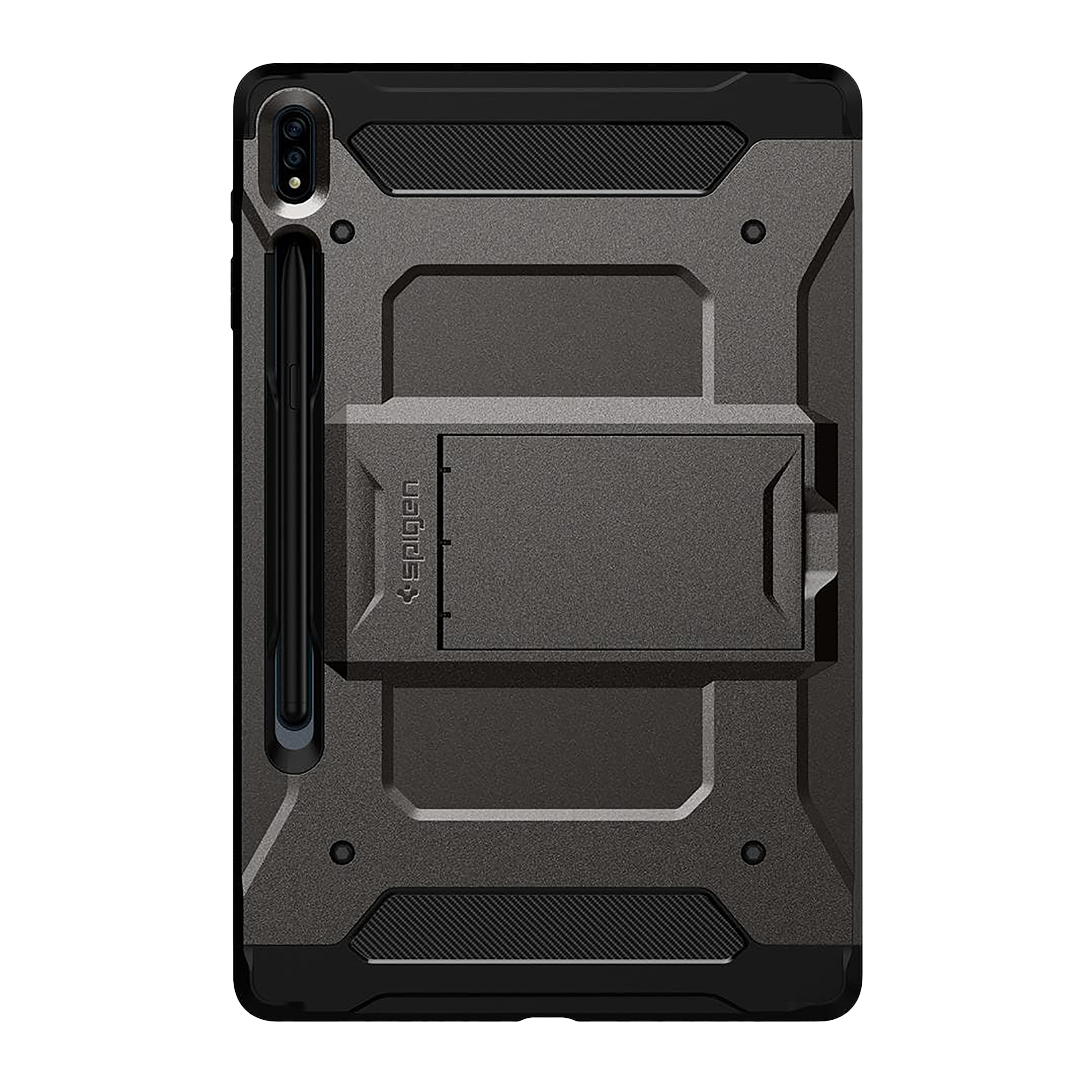 spigen Tough Armor Pro Polycarbonate Back Cover for SAMSUNG Galaxy Tab S8 Plus, Tab S7 Plus (Built-In Pen Storage, Gunmetal)_3
