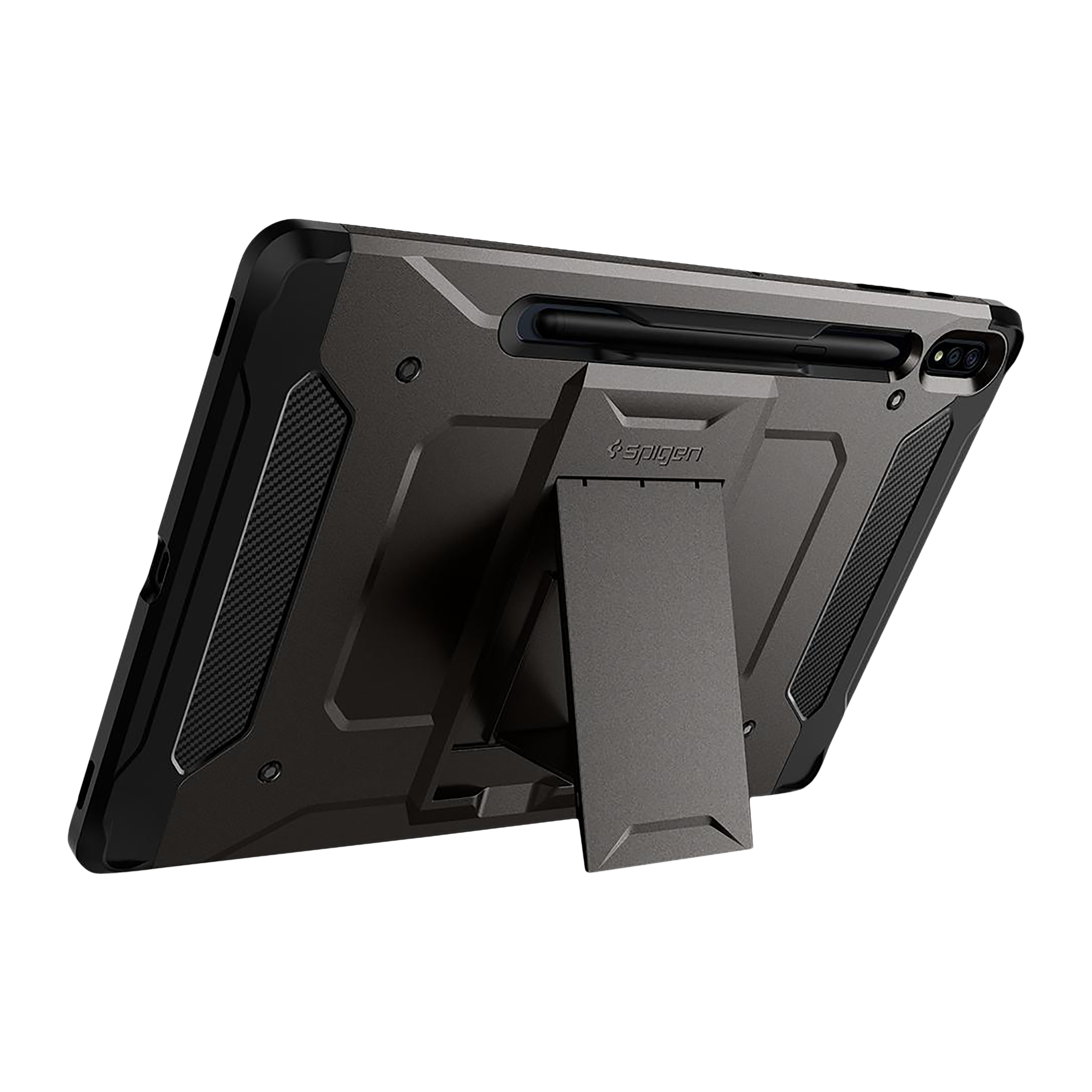 spigen Tough Armor Pro Polycarbonate Back Cover for SAMSUNG Galaxy Tab S8 Plus, Tab S7 Plus (Built-In Pen Storage, Gunmetal)_6