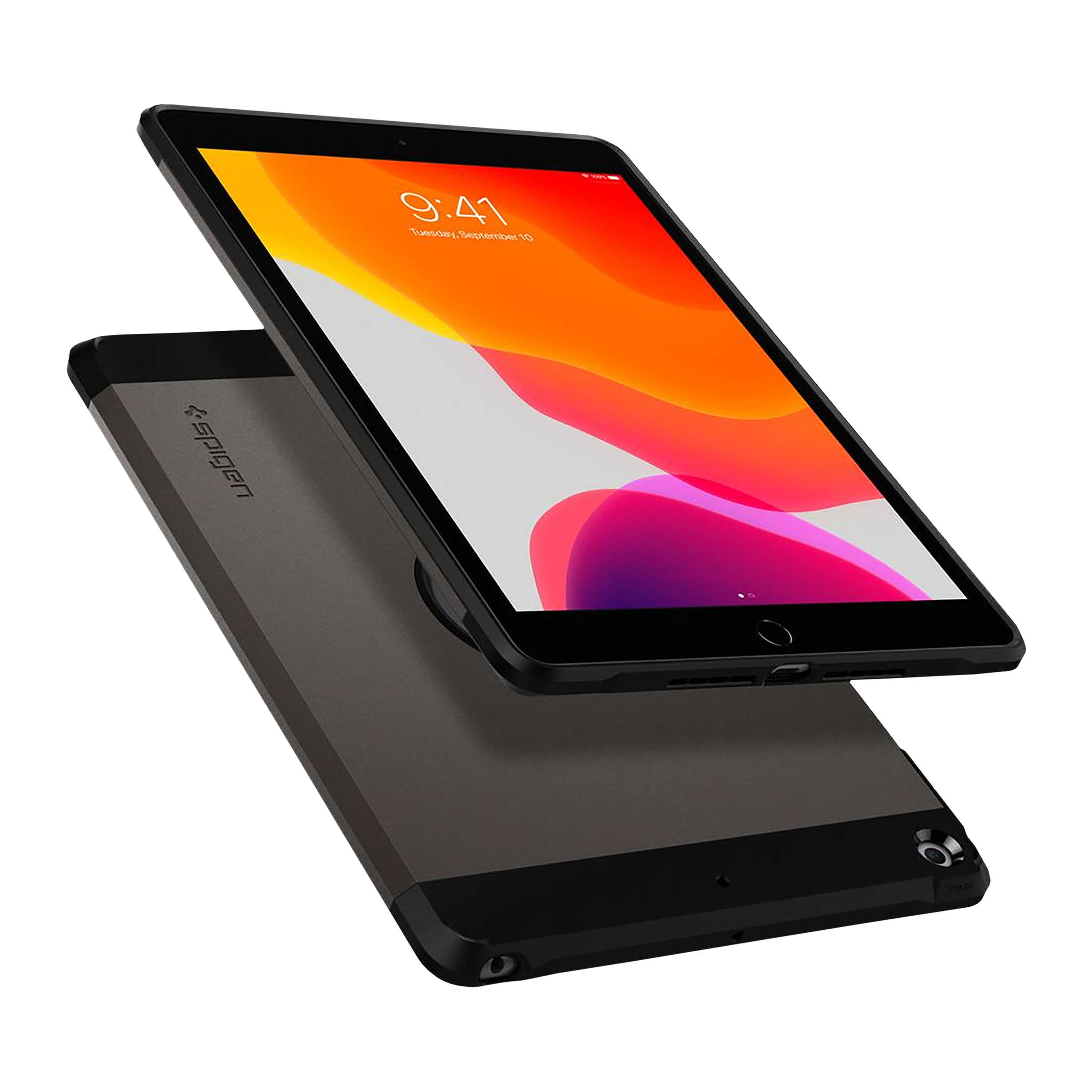 spigen Tough Armor Hard Polycarbonate Back Cover for Apple iPad 10.2 Inch (2021/2020/2019) (Dual Layered Back Protection, Gunmetal)_11