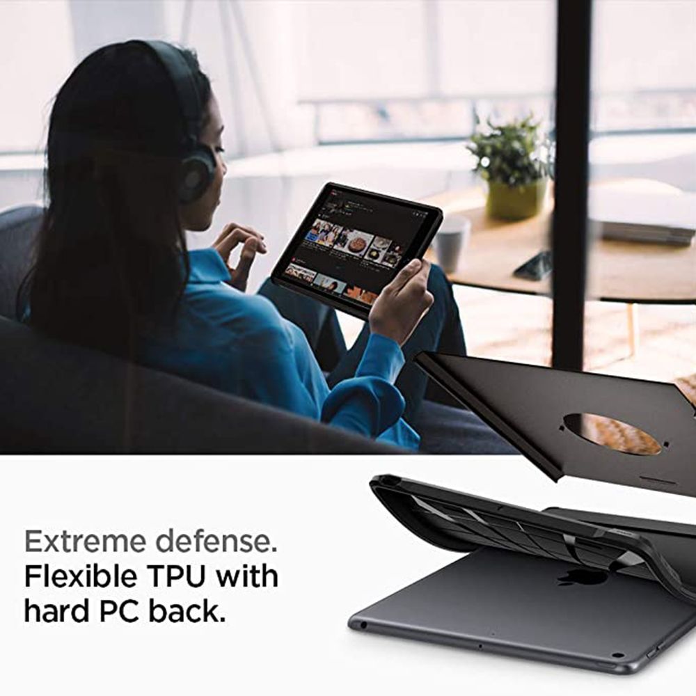 spigen Tough Armor Hard Polycarbonate Back Cover for Apple iPad 10.2 Inch (2021/2020/2019) (Dual Layered Back Protection, Gunmetal)_5