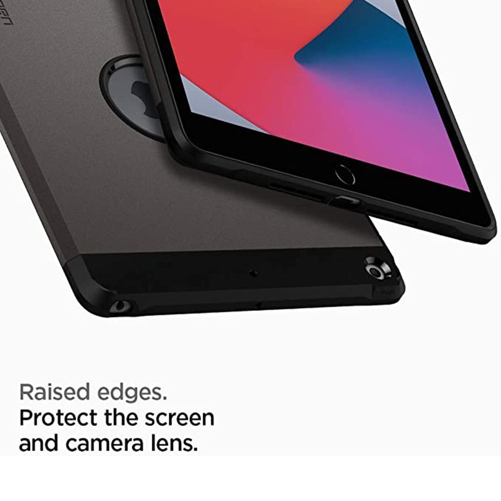 spigen Tough Armor Hard Polycarbonate Back Cover for Apple iPad 10.2 Inch (2021/2020/2019) (Dual Layered Back Protection, Gunmetal)_7