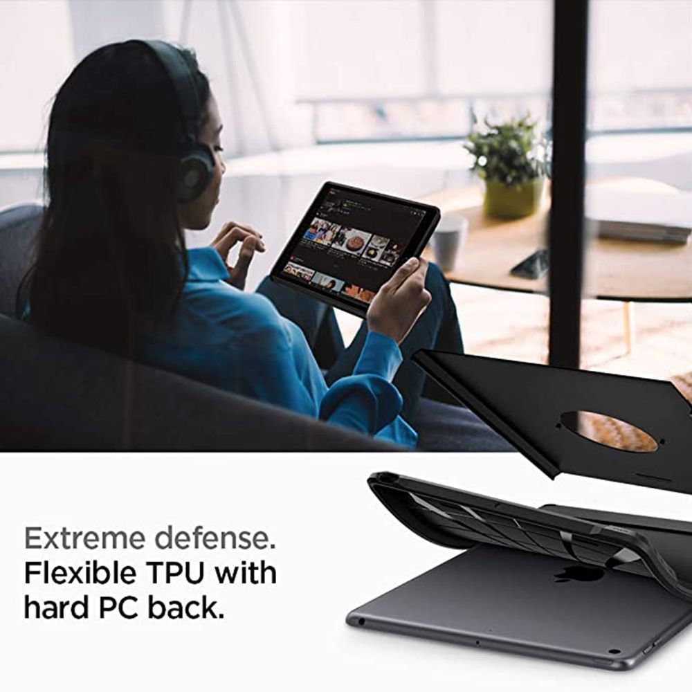 spigen Tough Armor Hard Polycarbonate Back Cover for Apple iPad 10.2 Inch (2021/2020/2019) (Dual Layered Back Protection, Black)_12