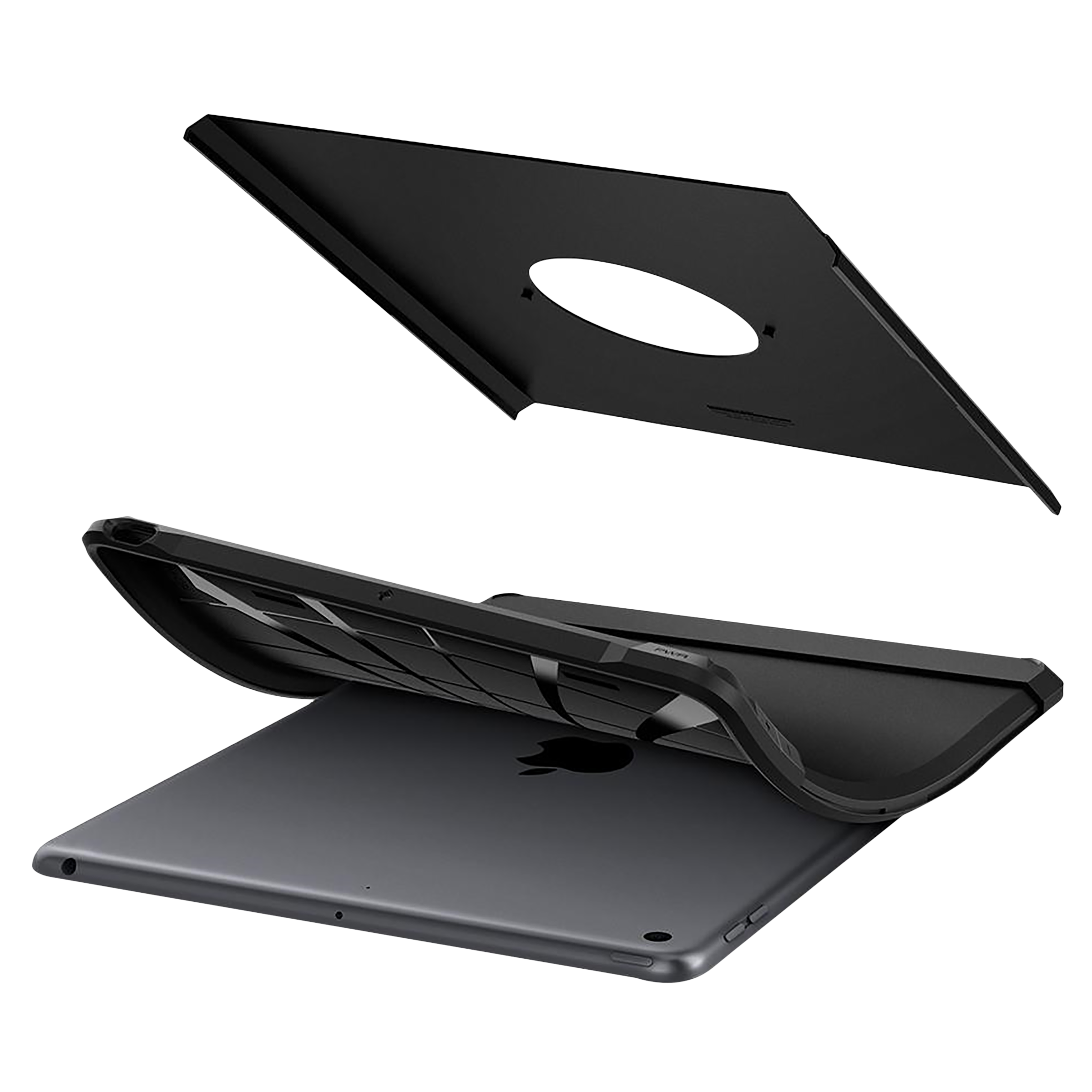 spigen Tough Armor Hard Polycarbonate Back Cover for Apple iPad 10.2 Inch (2021/2020/2019) (Dual Layered Back Protection, Black)_6