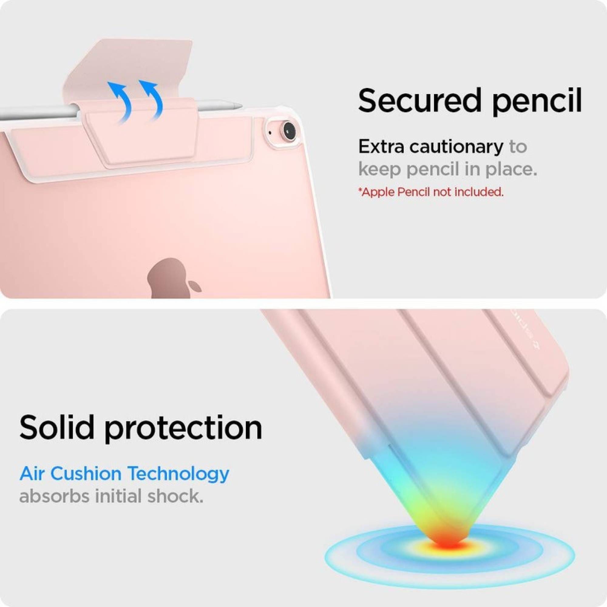 spigen Ultra Hybrid Pro Polycarbonate Flip Cover for Apple iPad Air 10.9 Inch (Apple Pencil Functions, Rose Gold)_5