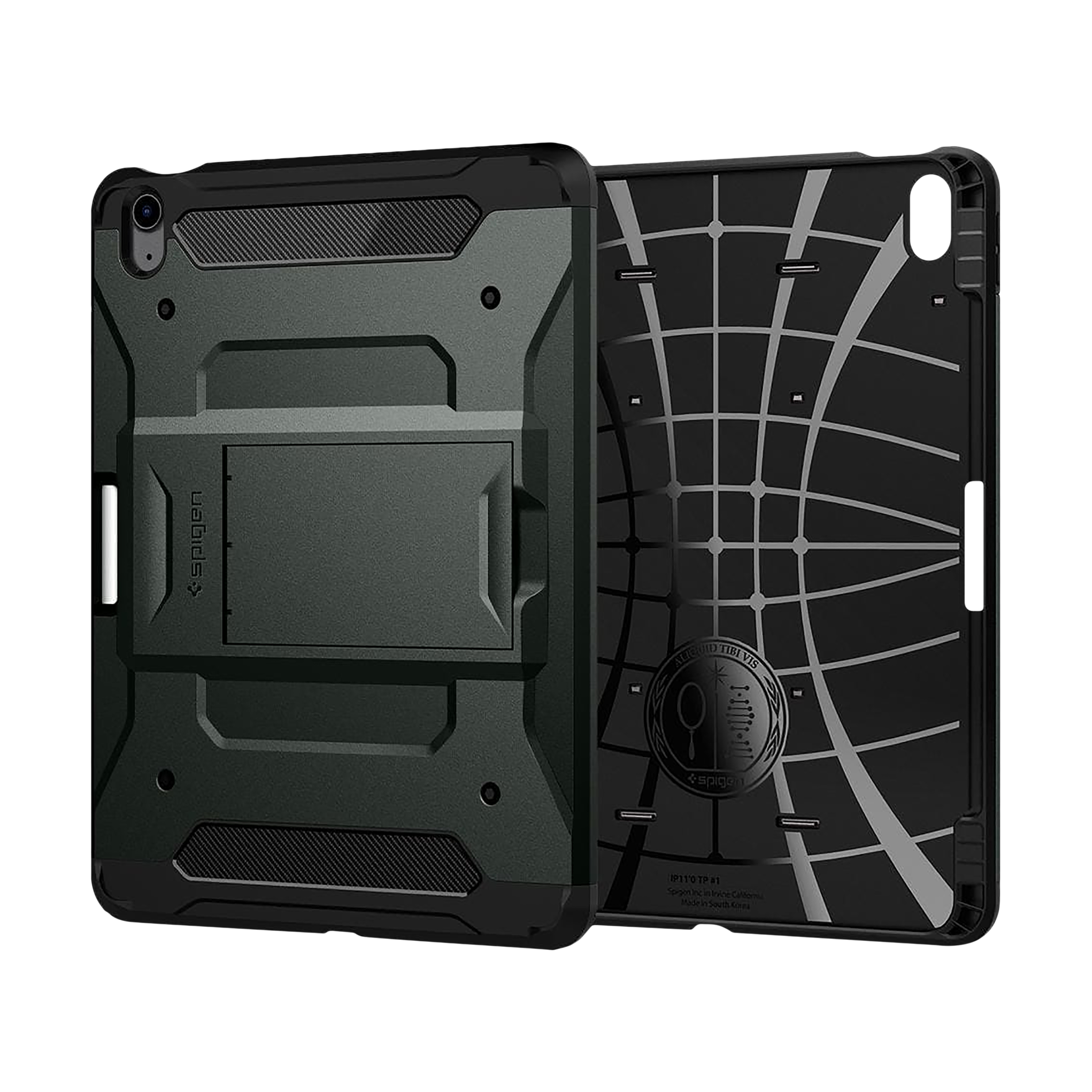 spigen Tough Armor Pro Polycarbonate Back Cover for Apple iPad Air 10.9 Inch (Raised Edges, Military Green)_17