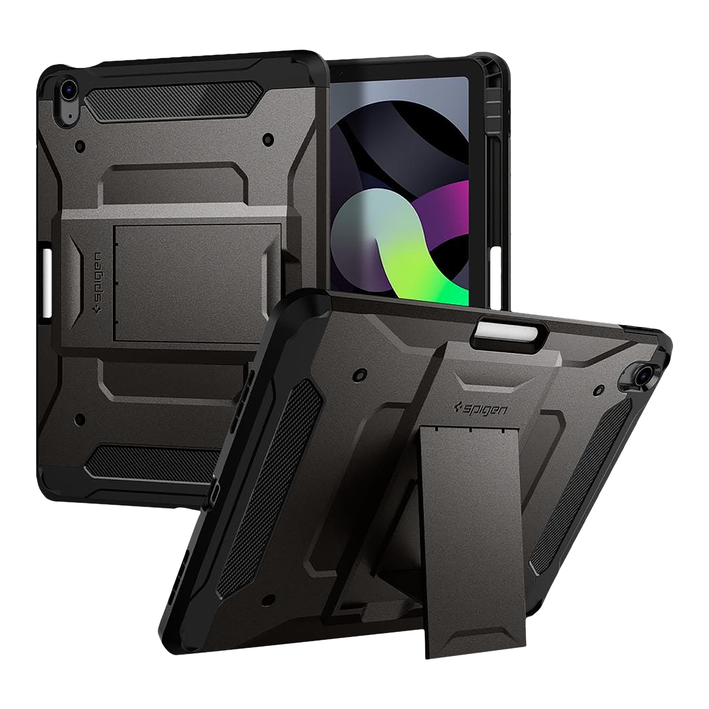 spigen Tough Armor Pro Polycarbonate Back Cover for Apple iPad Air 10.9 Inch (Raised Edges, Gunmetal)_1