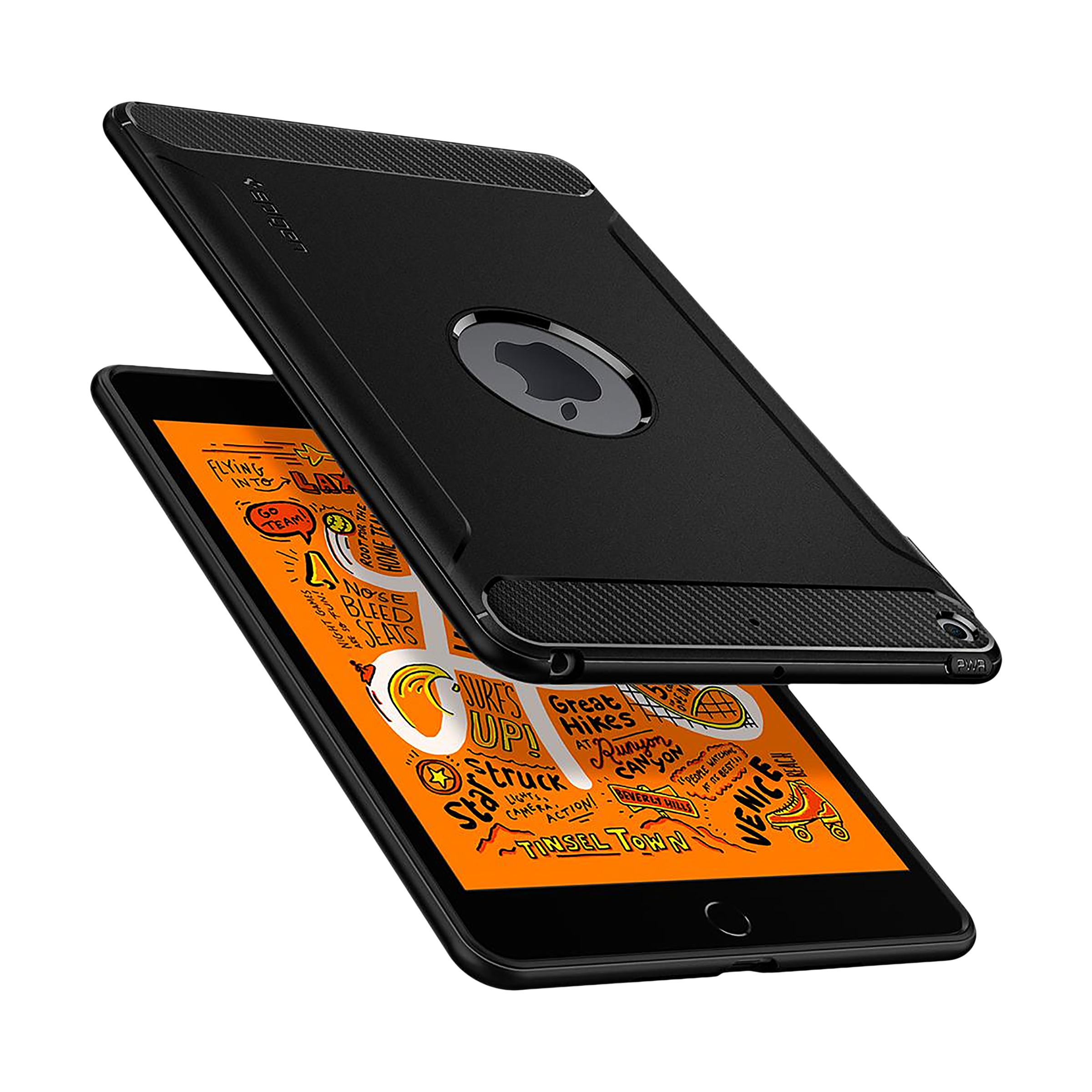 spigen Rugged Armor TPU Back Case for Apple iPad Mini 5 (Air Cushion Technology, Black)_15