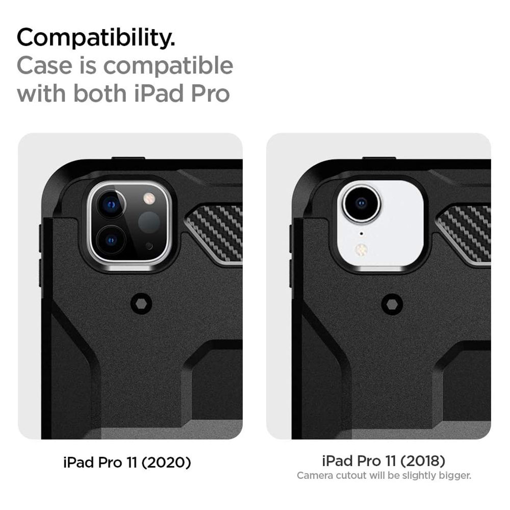 spigen Tough Armor Pro Polycarbonate & Carbon Fiber Back Cover for Apple iPad Pro 11 Inch (Air Cushion Technology, Black)_20