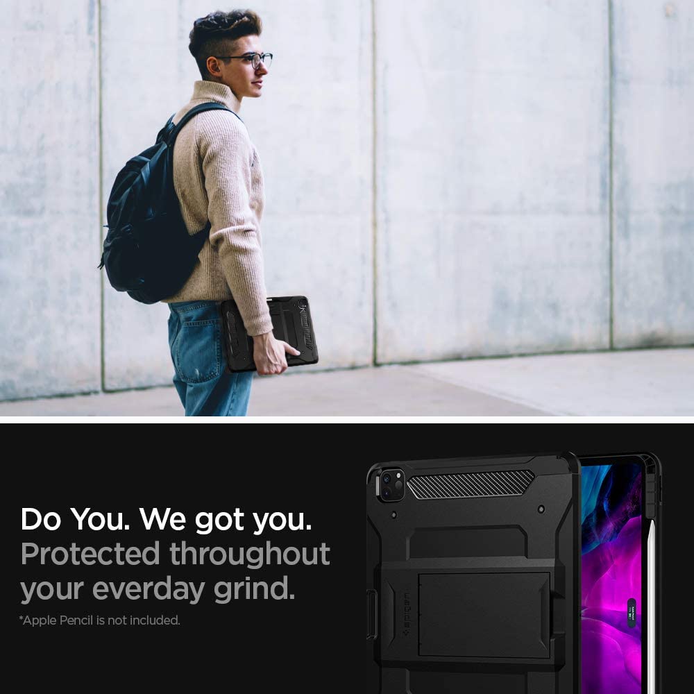 spigen Tough Armor Pro Polycarbonate & Carbon Fiber Back Cover for Apple iPad Pro 11 Inch (Air Cushion Technology, Black)_6