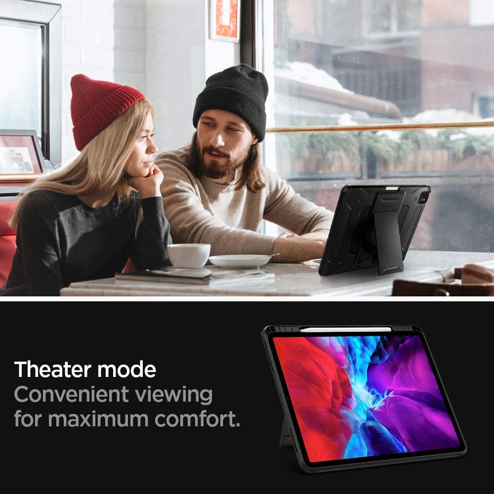 spigen Tough Armor Pro Polycarbonate & Carbon Fiber Back Cover for Apple iPad Pro 11 Inch (Air Cushion Technology, Black)_7