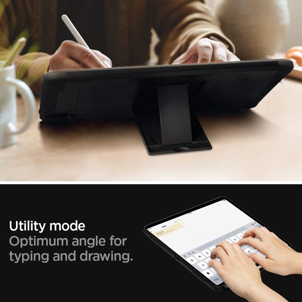 spigen Tough Armor Pro Polycarbonate & Carbon Fiber Back Cover for Apple iPad Pro 11 Inch (Air Cushion Technology, Black)_8