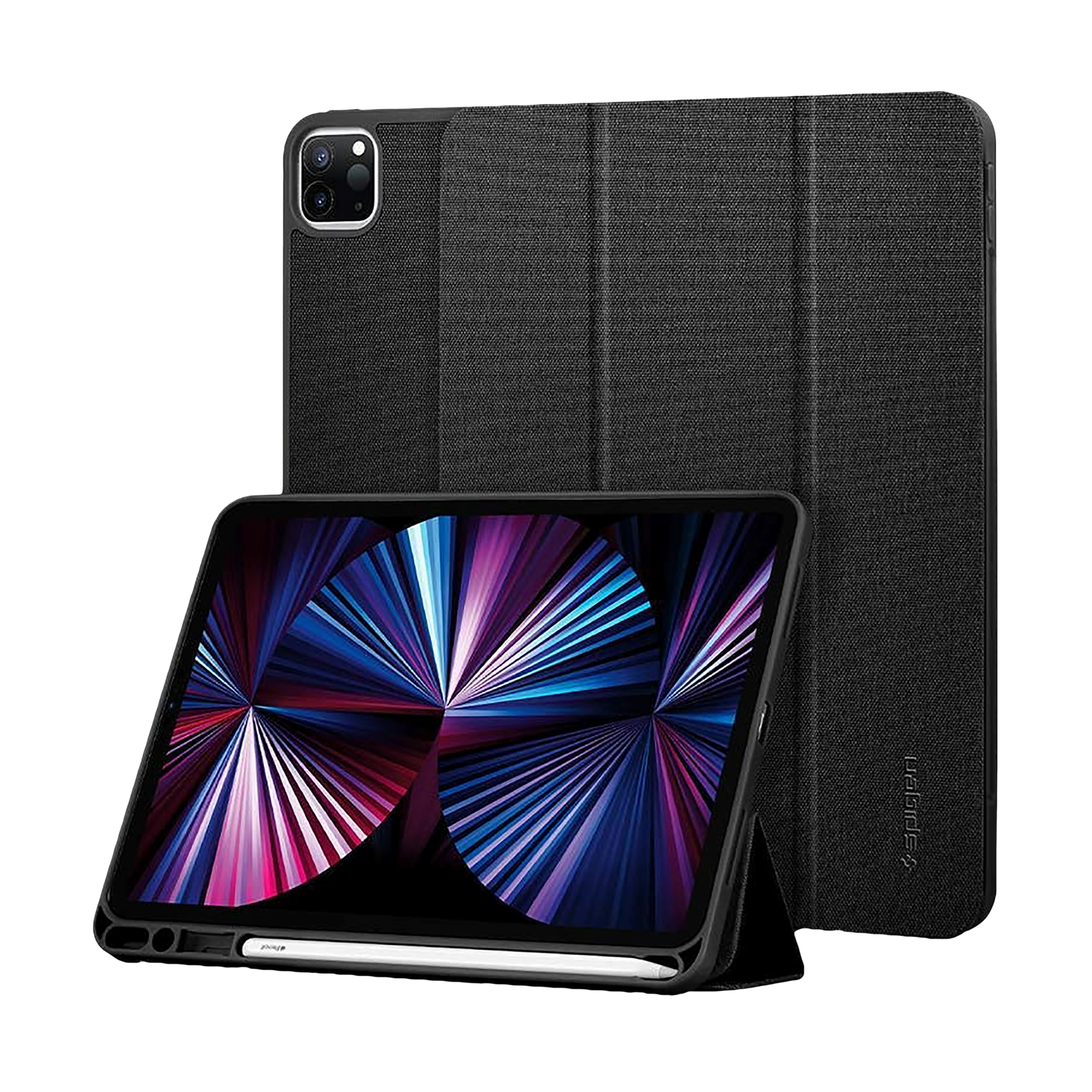 spigen Urban Fit Nylon Flip Cover for Apple iPad Pro 11 Inch (Pencil Holder, Black)_11