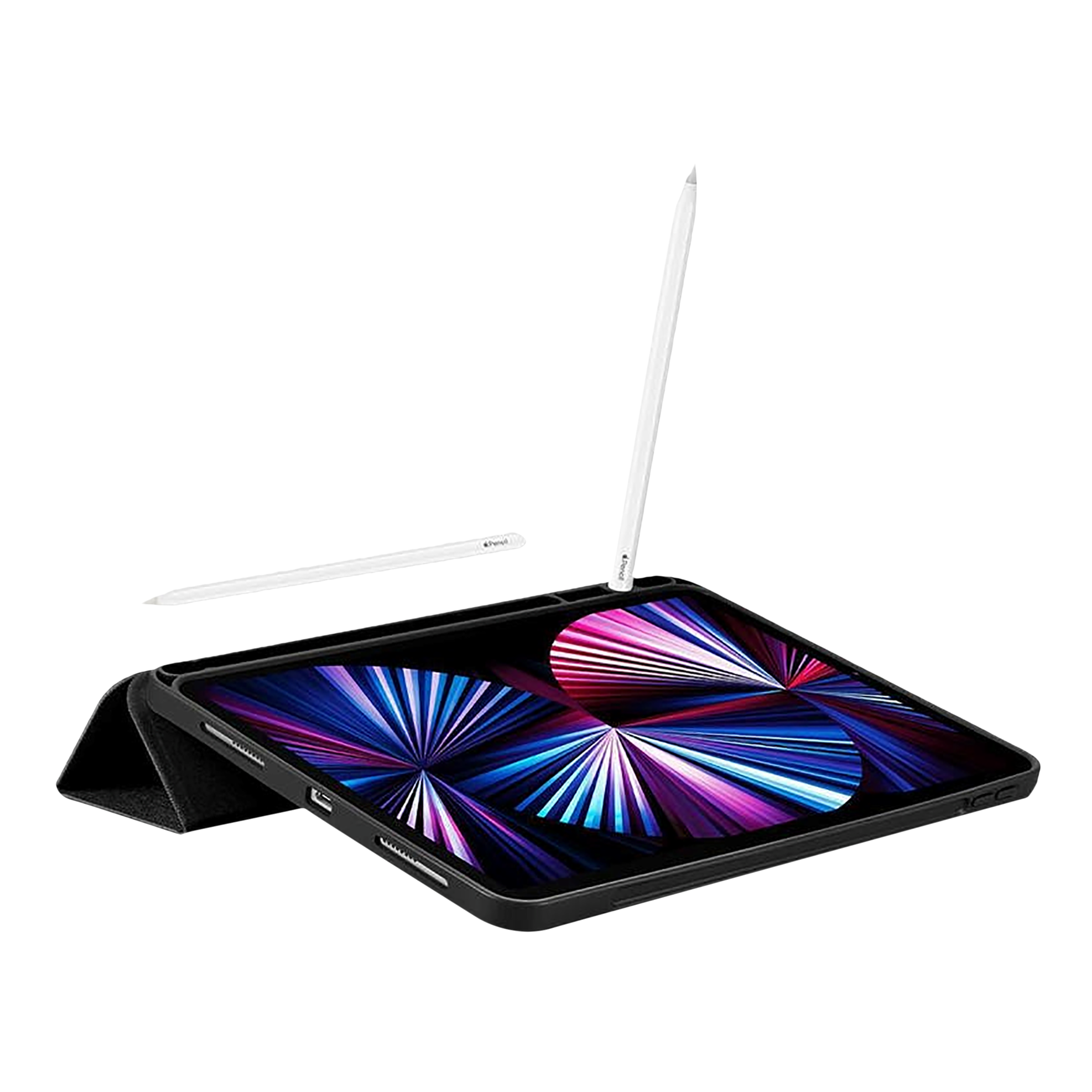 spigen Urban Fit Nylon Flip Cover for Apple iPad Pro 11 Inch (Pencil Holder, Black)_16