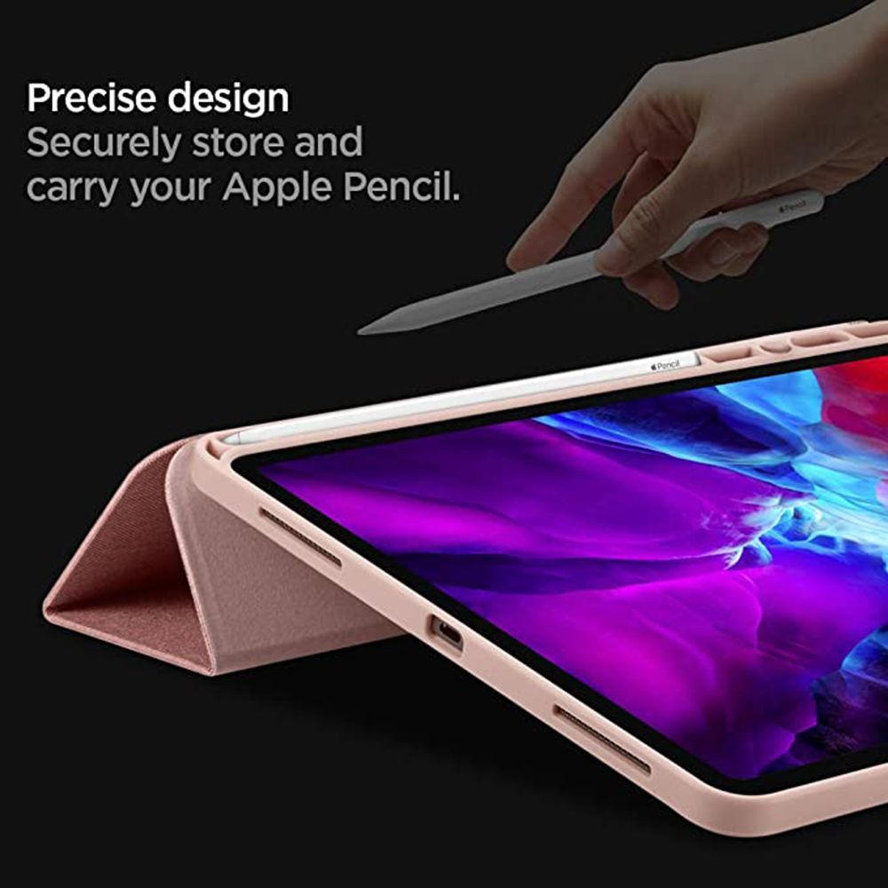 spigen Urban Fit Nylon Flip Cover for Apple iPad Pro 11 Inch (Pencil Holder, Rose Gold)_10