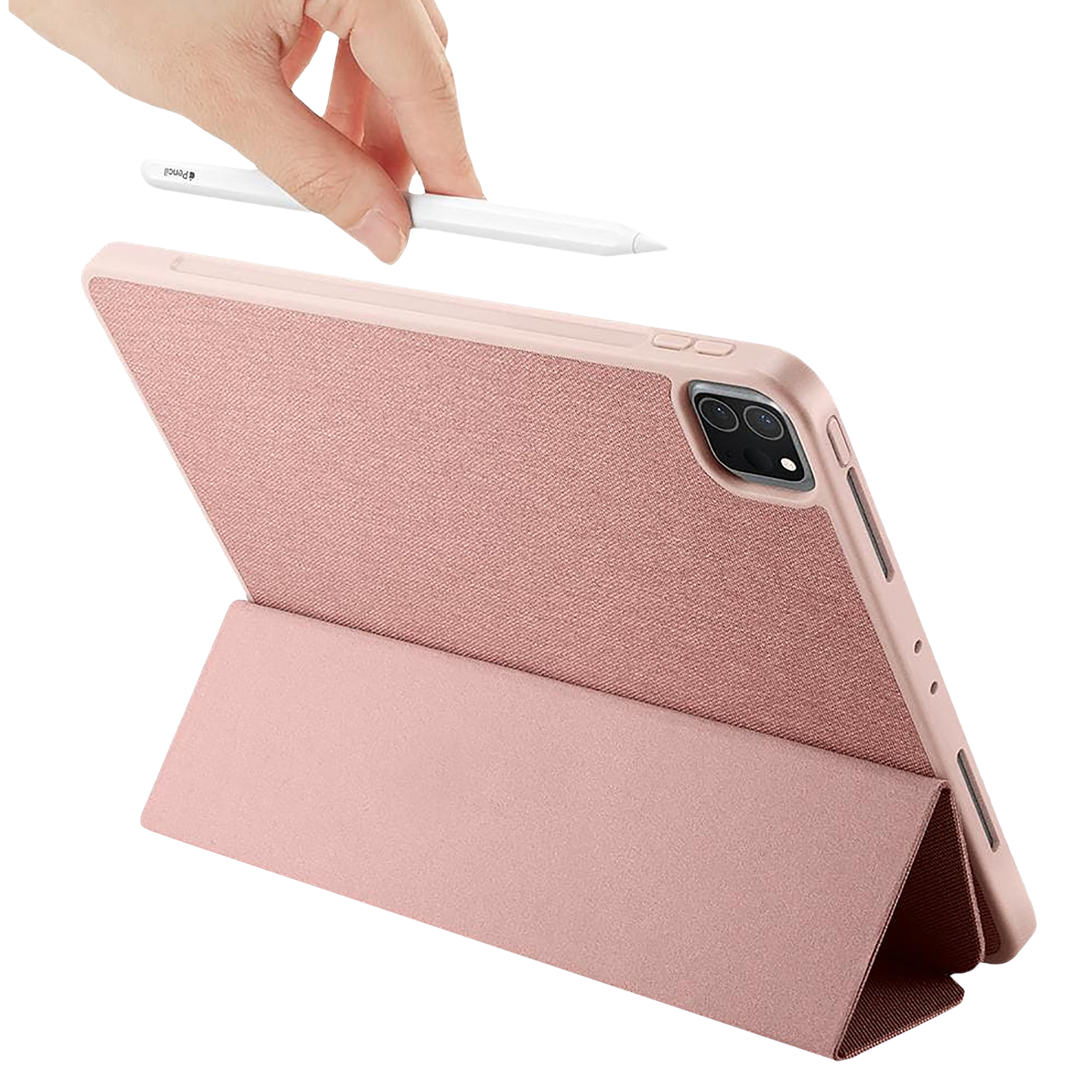 spigen Urban Fit Nylon Flip Cover for Apple iPad Pro 11 Inch (Pencil Holder, Rose Gold)_15