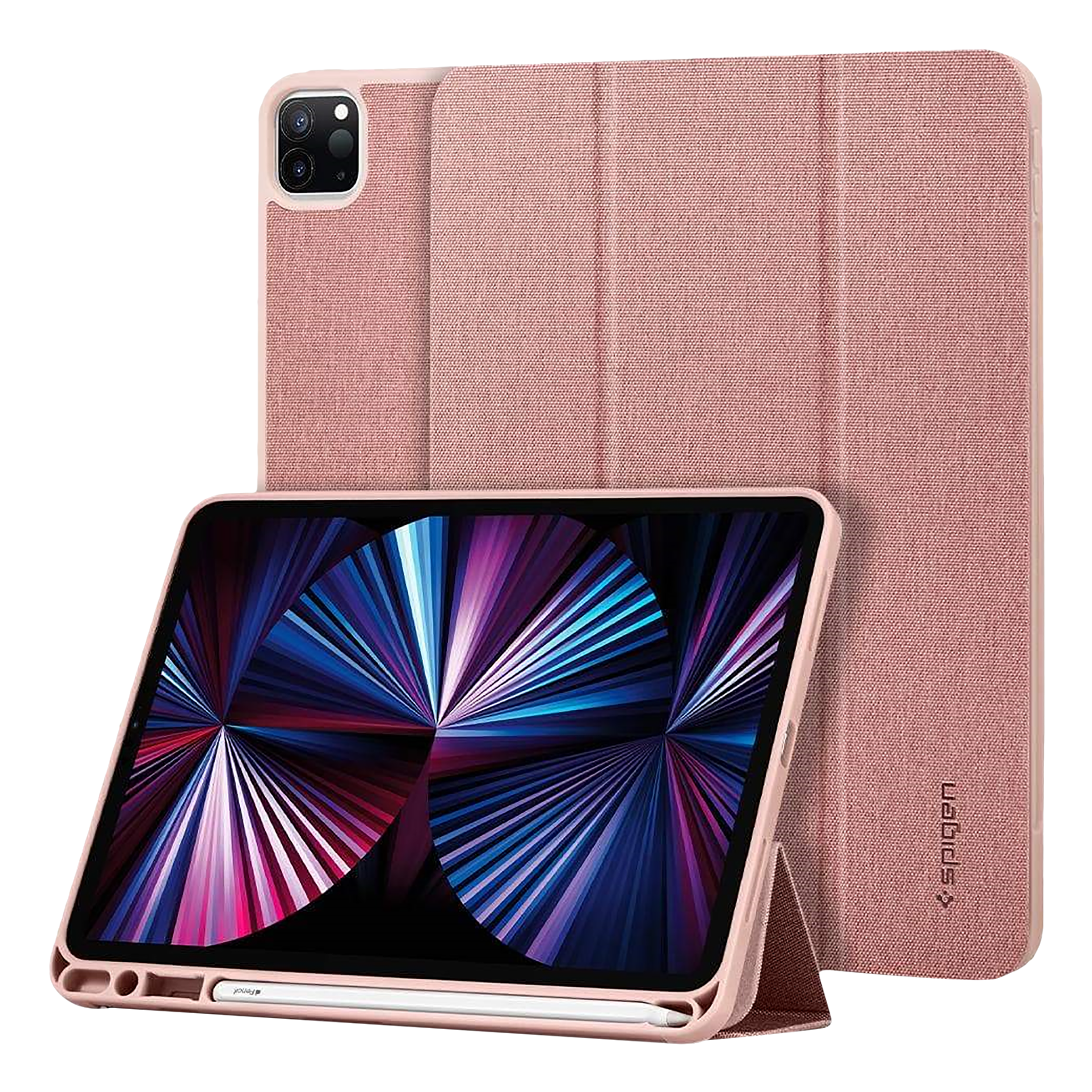 spigen Urban Fit Nylon Flip Cover for Apple iPad Pro 11 Inch (Pencil Holder, Rose Gold)_17