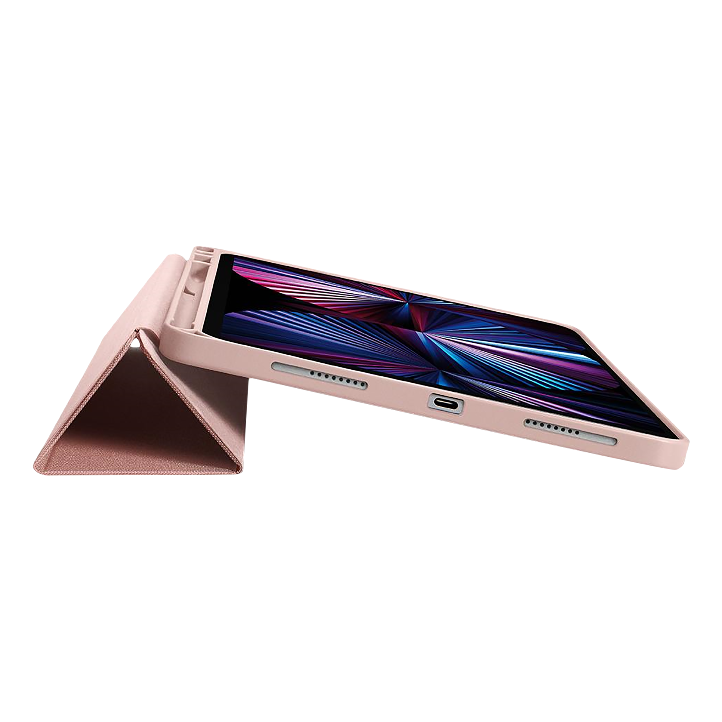 spigen Urban Fit Nylon Flip Cover for Apple iPad Pro 11 Inch (Pencil Holder, Rose Gold)_5