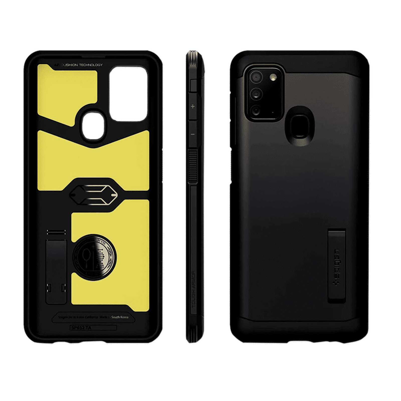 spigen Tough Armor TPU & Polycarbonate Back Case with Stand for SAMSUNG Galaxy A21s (Wireless Charging Compatible, Metal Slate)_5