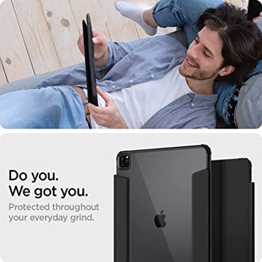 spigen Ultra Hybrid Pro Polycarbonate & TPU Back Case with Stand for Apple iPad Pro 11 inch M4 (2024)/12.9 Inch (Air Cushion Technology, Black)_6