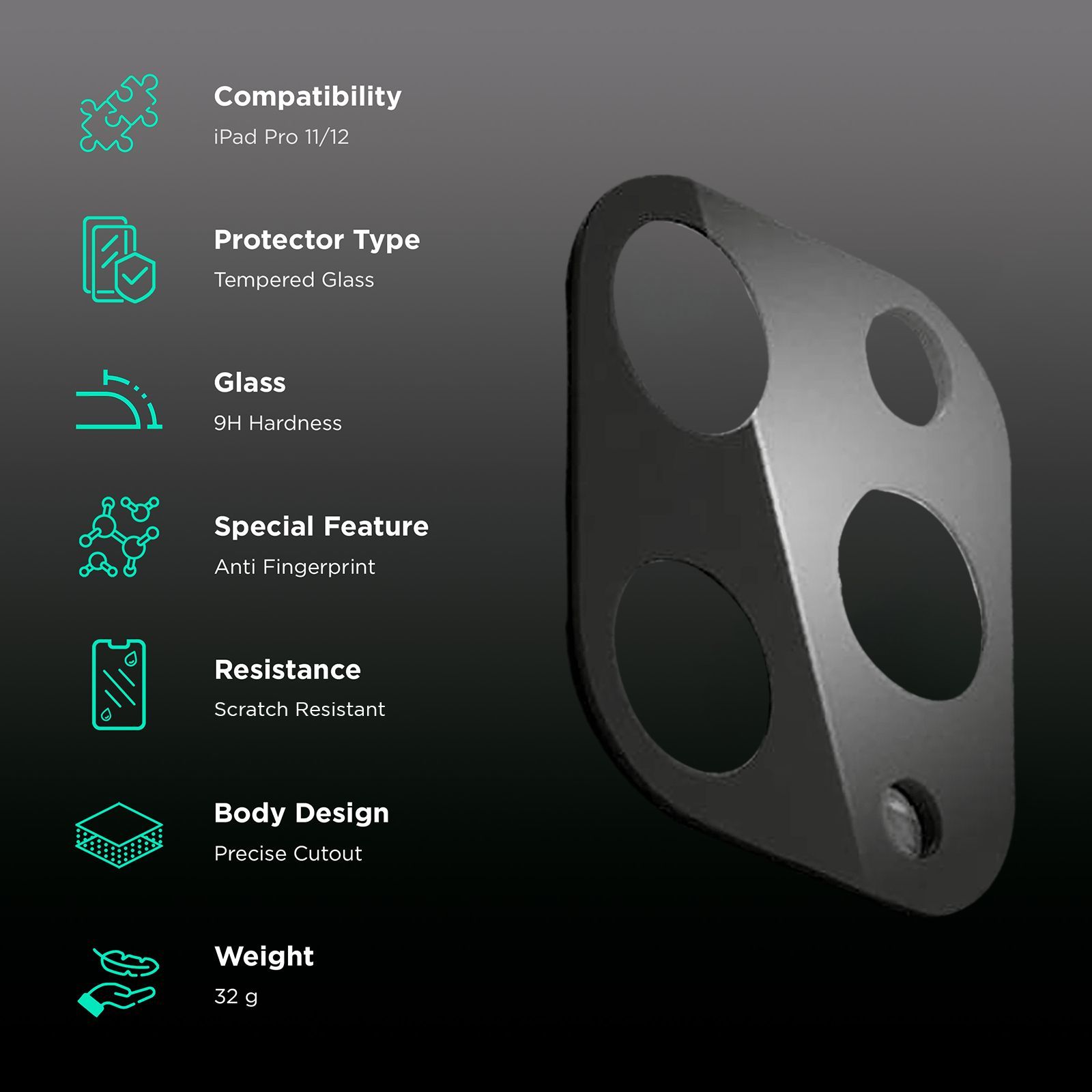 spigen Camera Lens Protector For iPad Pro 11/12 (Extra Scratch Protection, AGL01110, Black)_3