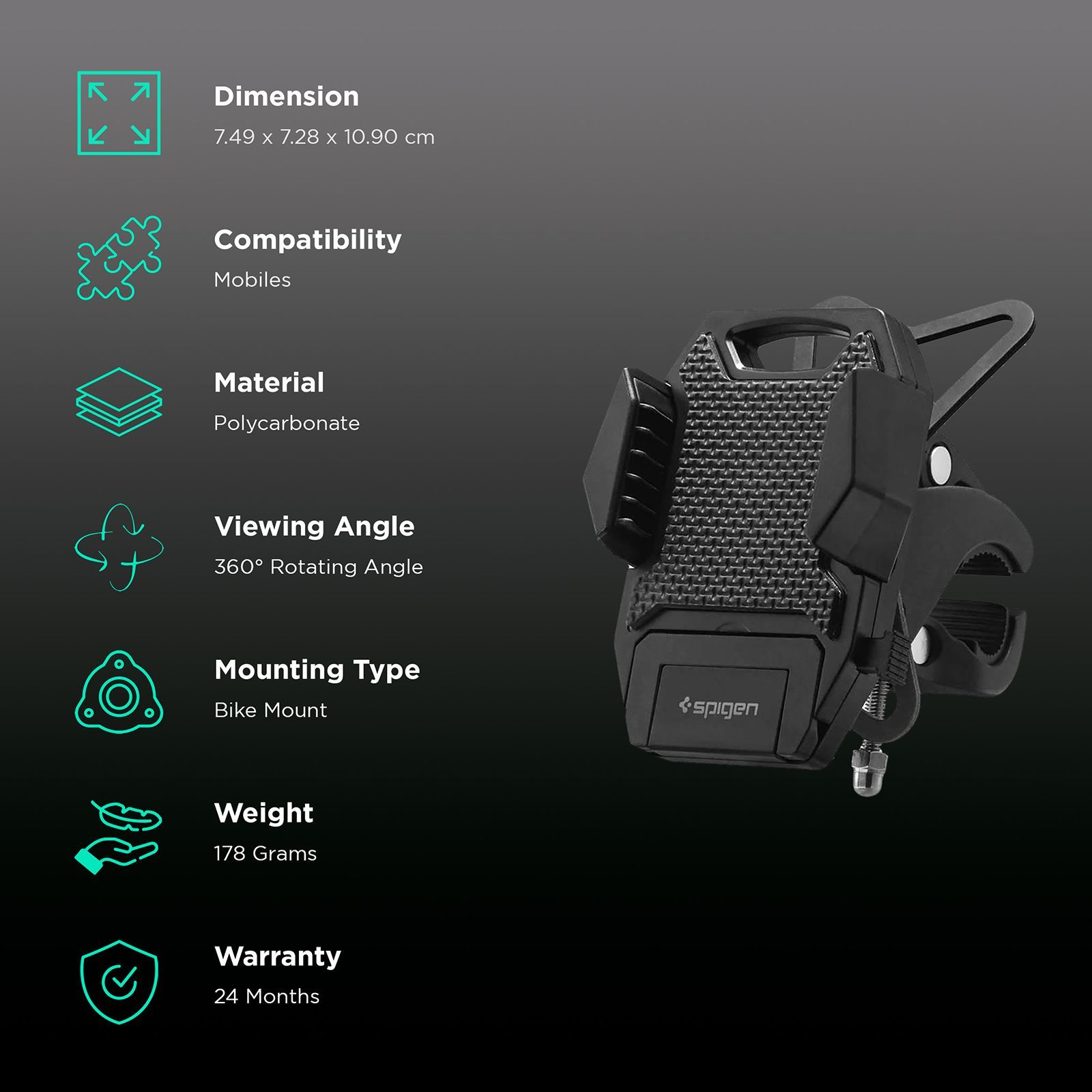 spigen Velo A251 Bike Mount Mobile Holder (Rubber Clips, 000CD20875, Black) spigen Velo A251 Bike Mount Mobile Holder (Rubber Clips, 000CD20875, Black)_3