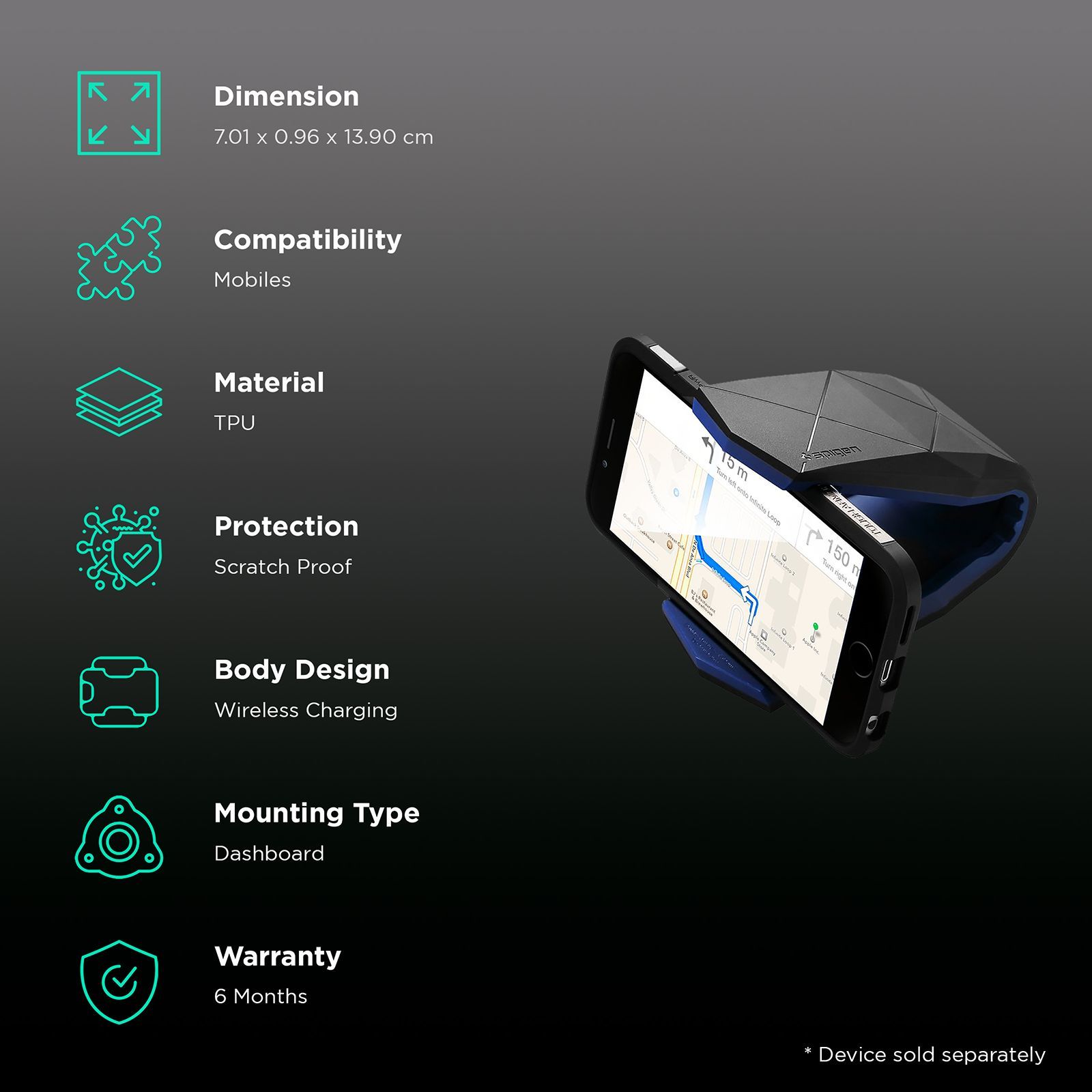 spigen Dashboard Mobile Holder (2 Viewing Angles, SGP11359, Black)_3