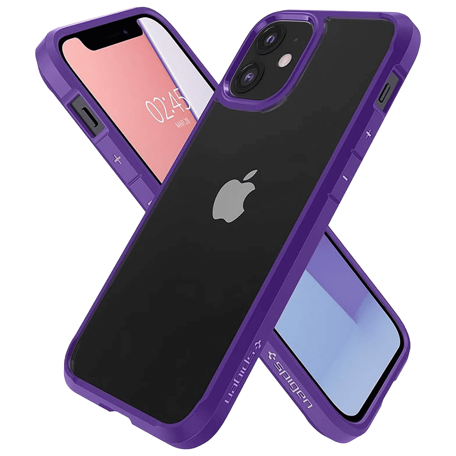 spigen Crystal Hybrid TPU Back Cover for Apple iPhone 12 Mini (Wireless Charging, Hydrangea Purple) spigen Crystal Hybrid TPU Back Cover for Apple iPhone 12 Mini (Wireless Charging, Hydrangea Purple)_7