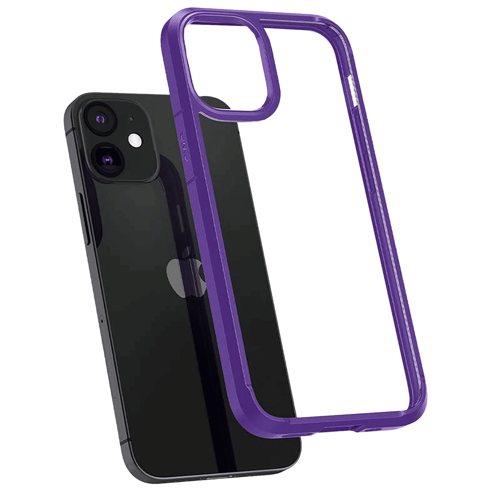 spigen Crystal Hybrid TPU Back Cover for Apple iPhone 12 Mini (Wireless Charging, Hydrangea Purple) spigen Crystal Hybrid TPU Back Cover for Apple iPhone 12 Mini (Wireless Charging, Hydrangea Purple)_8