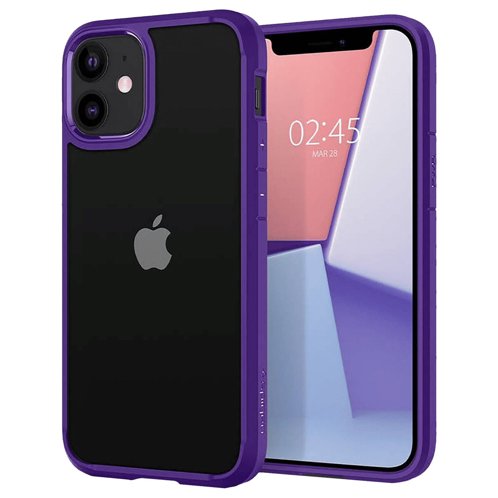 spigen Crystal Hybrid TPU Back Cover for Apple iPhone 12 Mini (Wireless Charging, Hydrangea Purple) spigen Crystal Hybrid TPU Back Cover for Apple iPhone 12 Mini (Wireless Charging, Hydrangea Purple)_9