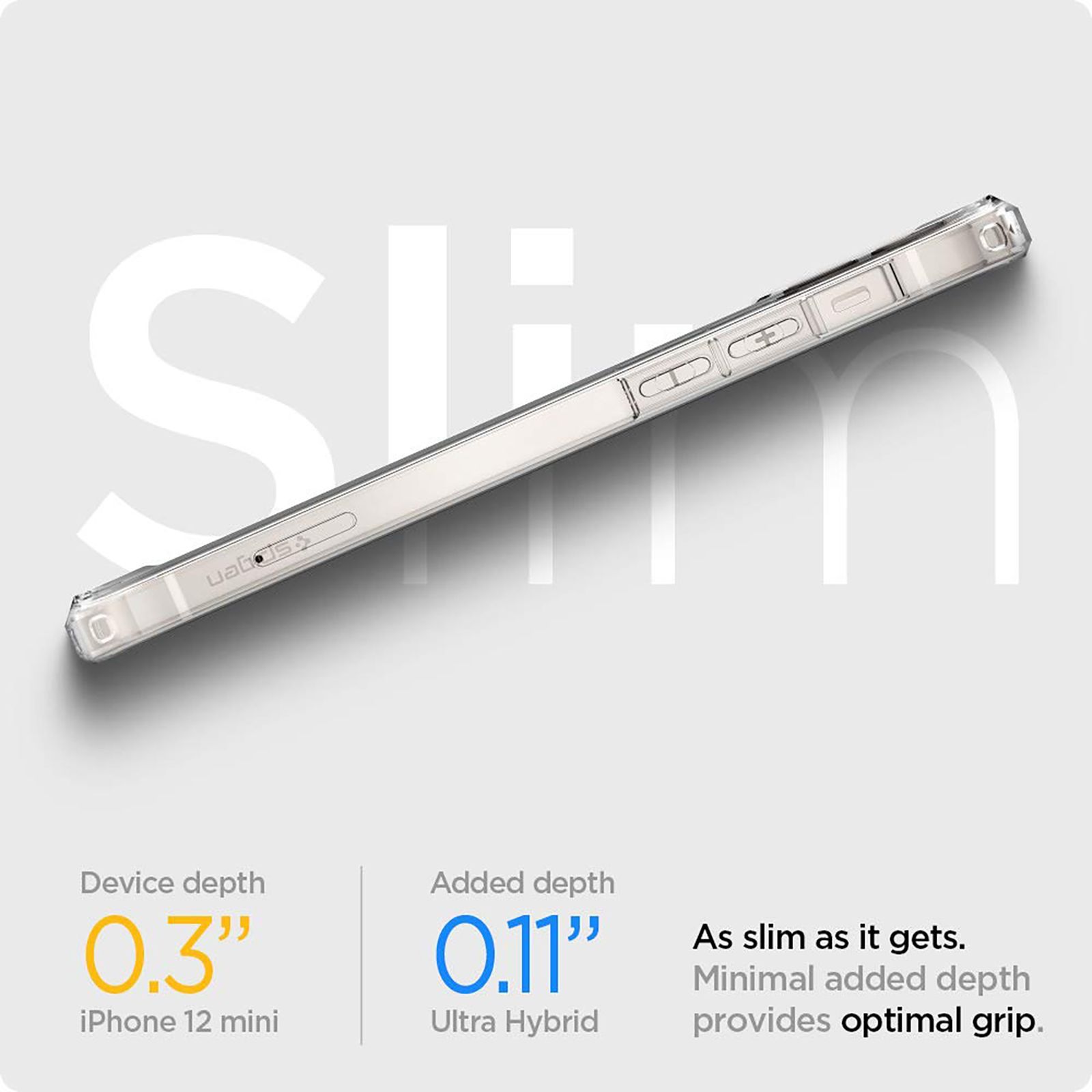 spigen Crystal Hybrid TPU Back Cover for Apple iPhone 12 Mini (Raised Lip Protection, Clear)_11