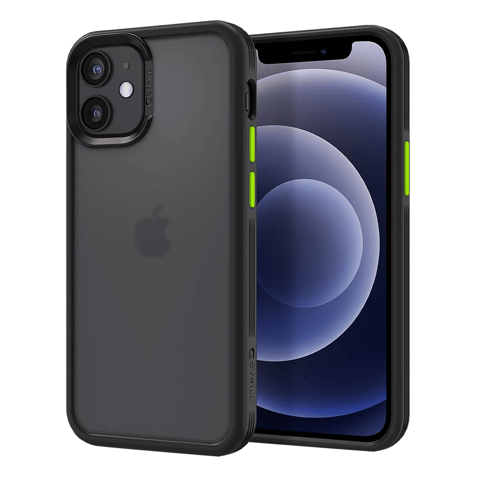 spigen Cyrill Color Brick Hard TPU & Polycarbonate Back Cover for Apple iPhone 12 Mini (Supports Wireless Charging, Black)_1