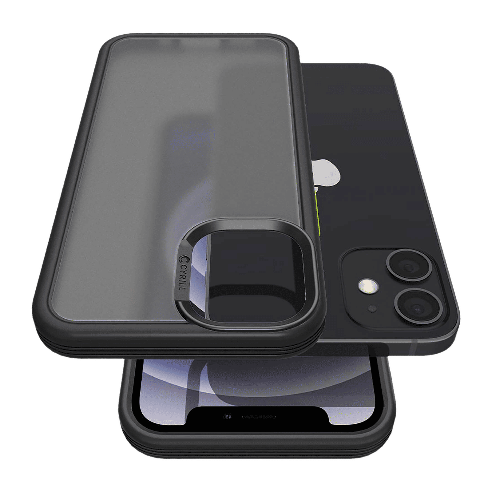 spigen Cyrill Color Brick Hard TPU & Polycarbonate Back Cover for Apple iPhone 12 Mini (Supports Wireless Charging, Black)_12