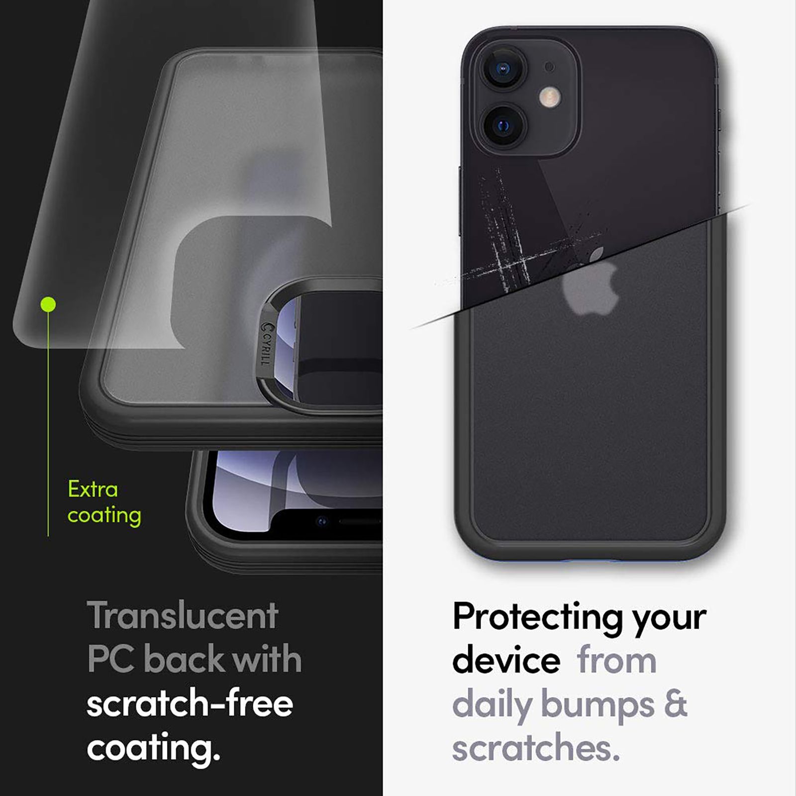 spigen Cyrill Color Brick Hard TPU & Polycarbonate Back Cover for Apple iPhone 12 Mini (Supports Wireless Charging, Black)_6