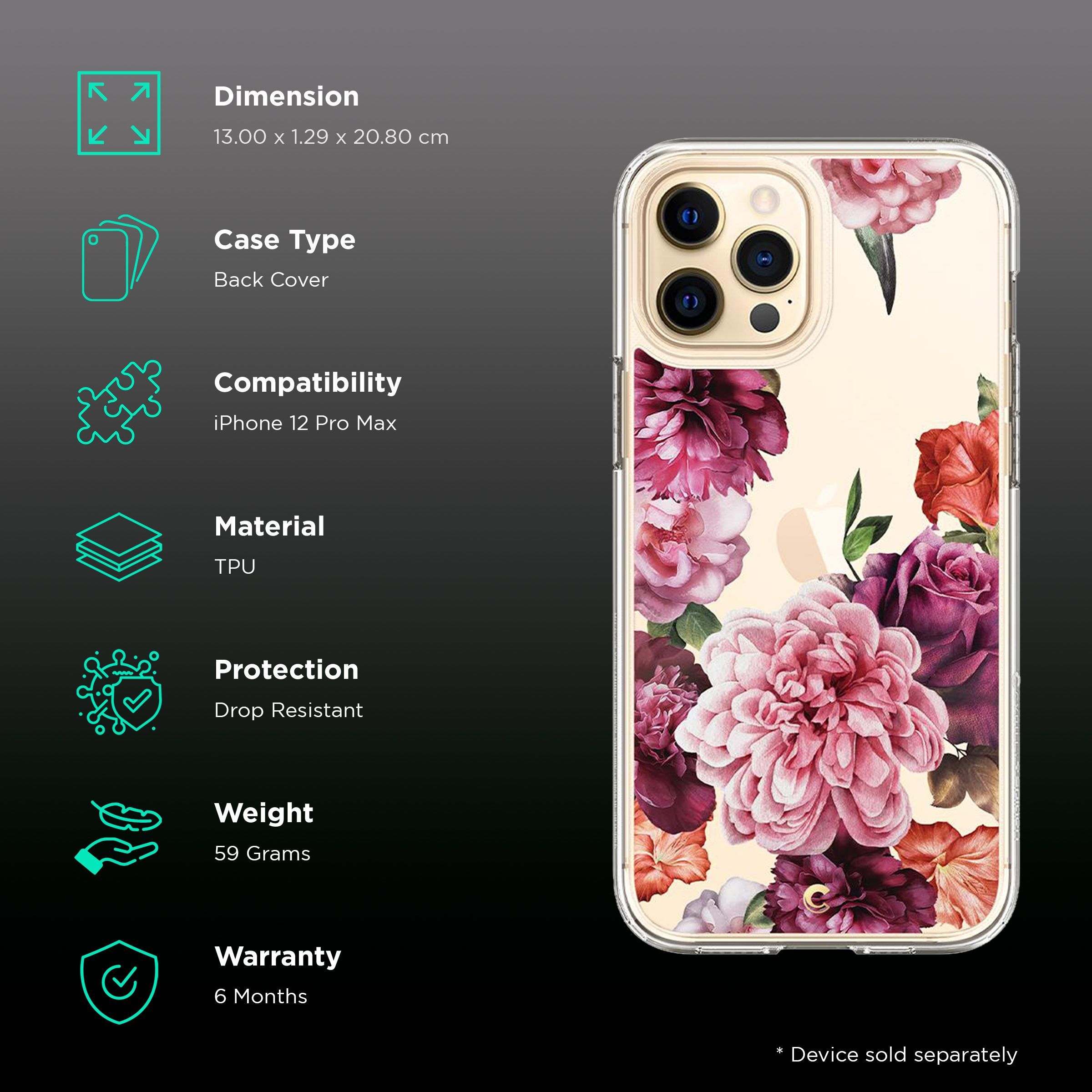 spigen Cyrill TPU Back Cover for Apple iPhone 12 Pro Max (Camera Bumper, Rose Floral)_2