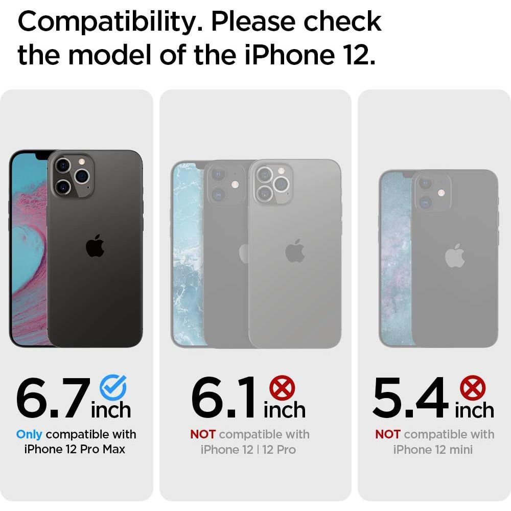 spigen Tough Armor TPU & Polycarbonate Back Case with Stand for Apple iPhone 12 Pro Max (Wireless Charging Compatible, Black)_12