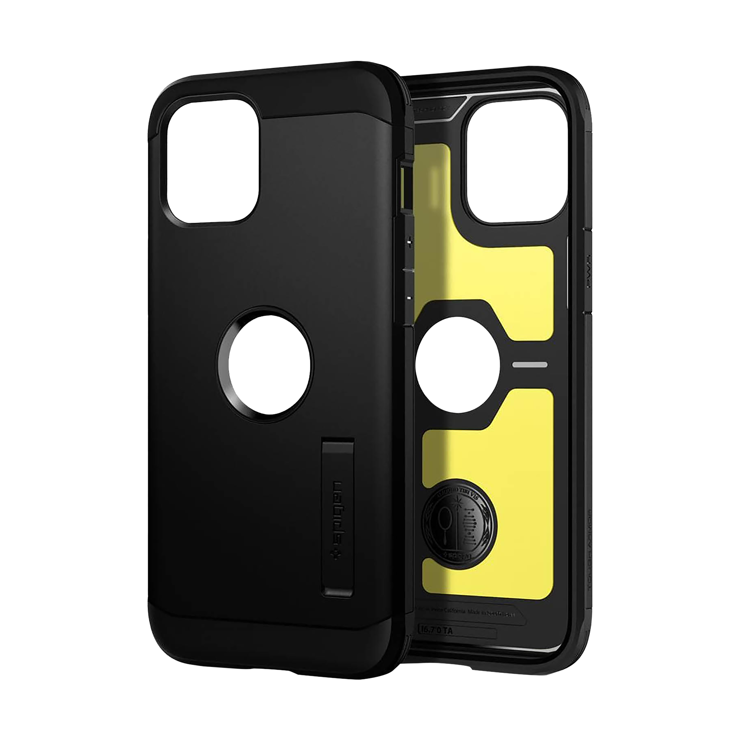 spigen Tough Armor TPU & Polycarbonate Back Case with Stand for Apple iPhone 12 Pro Max (Wireless Charging Compatible, Black)_17