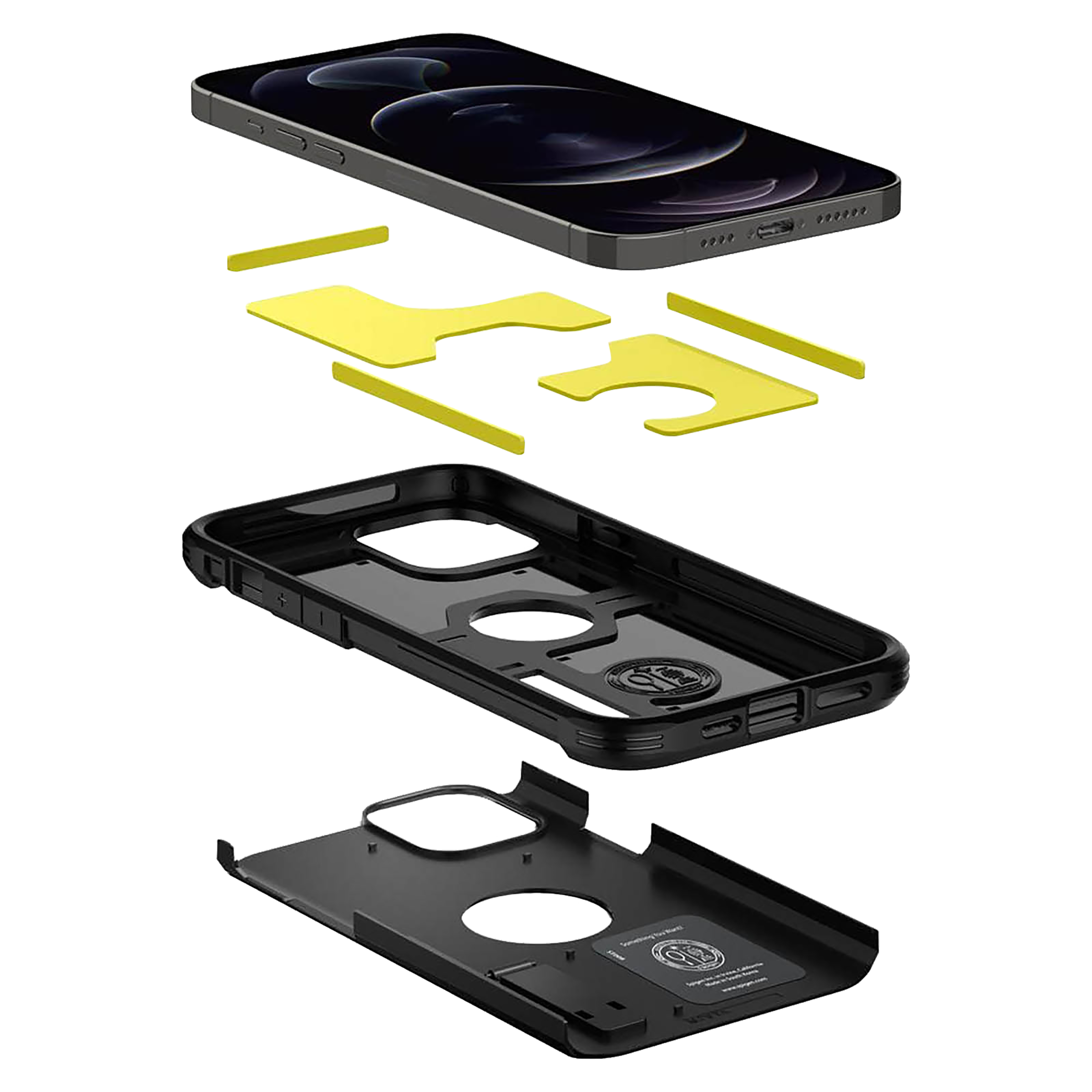 spigen Tough Armor TPU & Polycarbonate Back Case with Stand for Apple iPhone 12 Pro Max (Wireless Charging Compatible, Black)_19